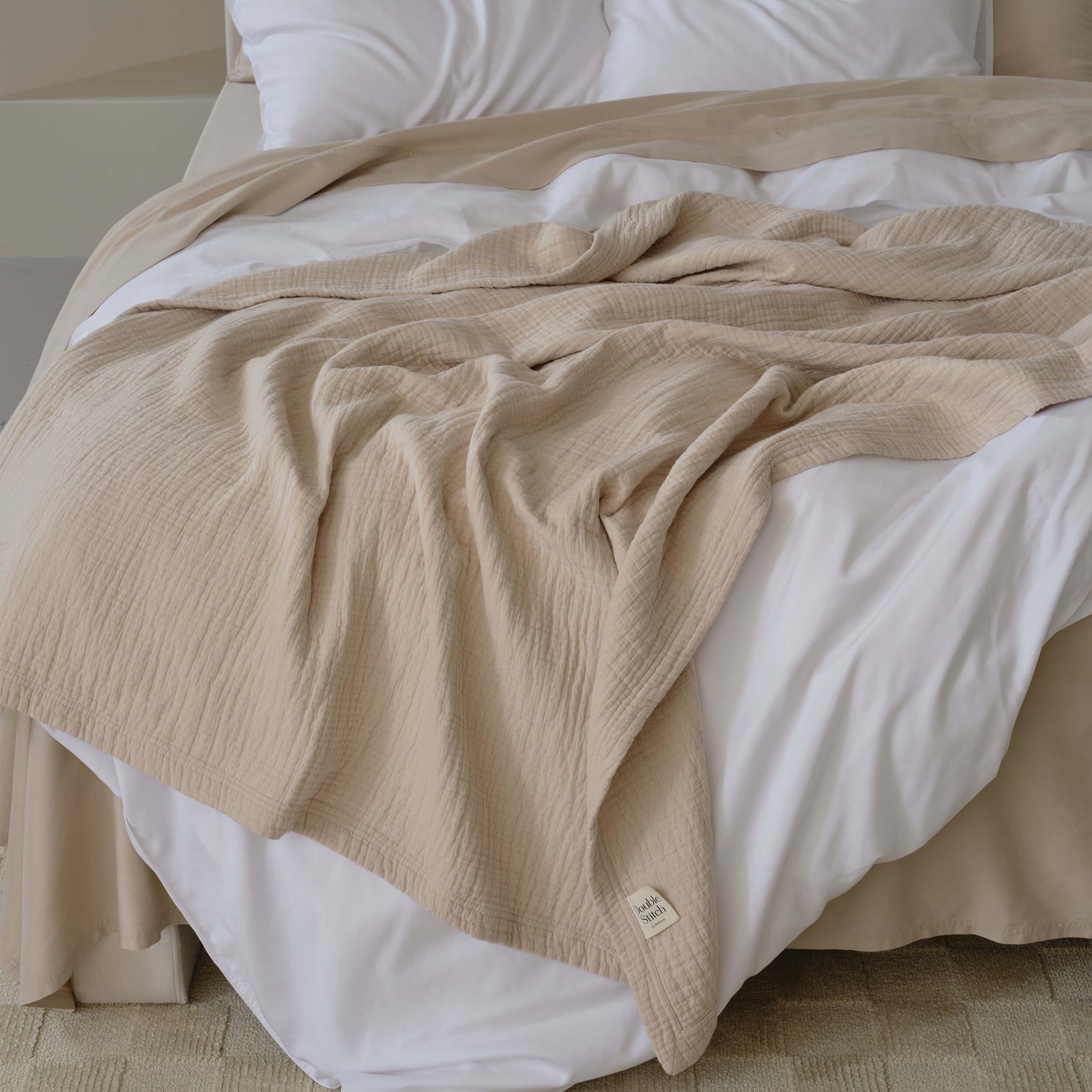 Linen Cotton Throw Blanket - Double Stitch By Bedsure