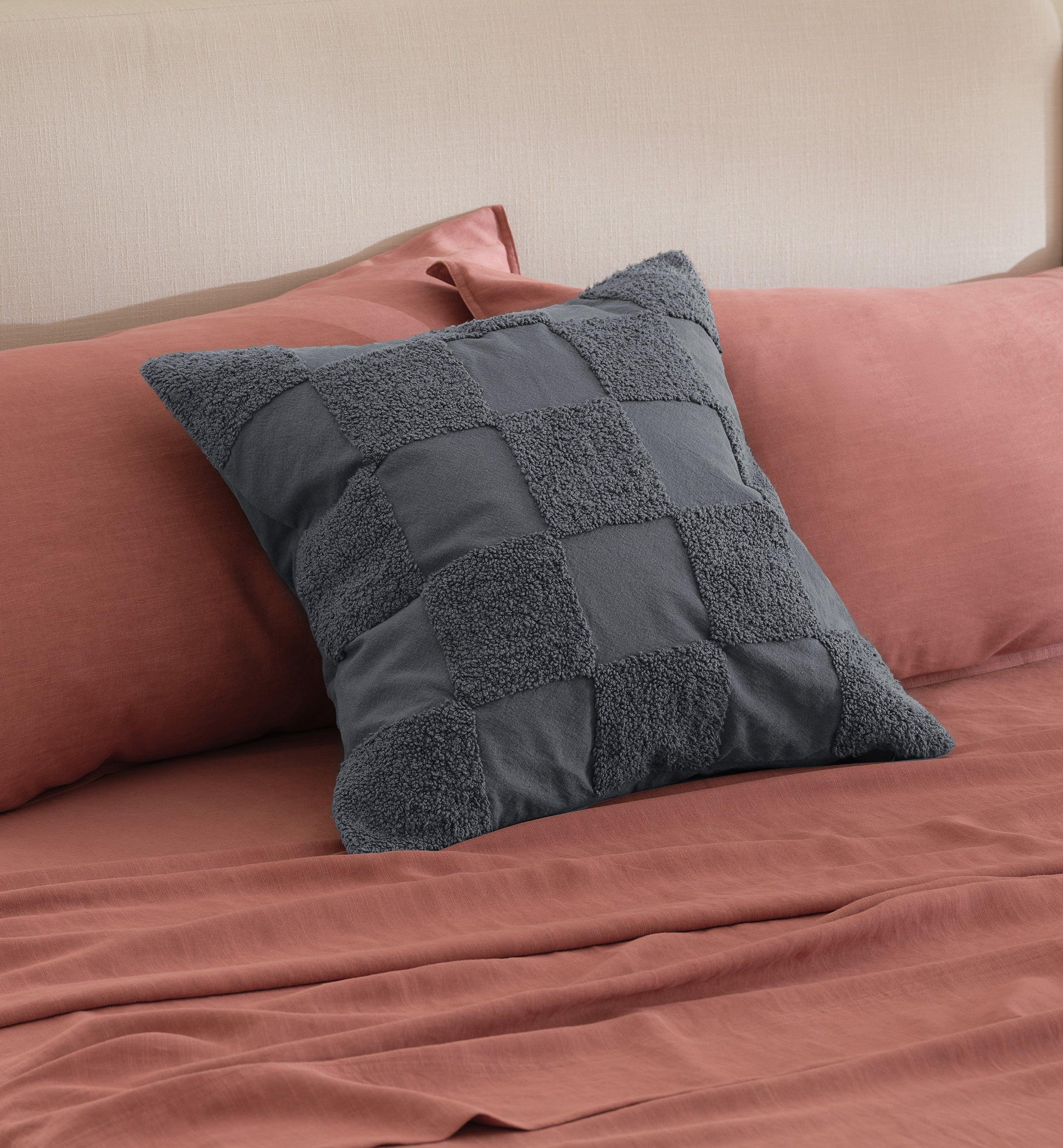 Tufted Checkered Cotton Throw Pillow Cover - Double Stitch By Bedsure