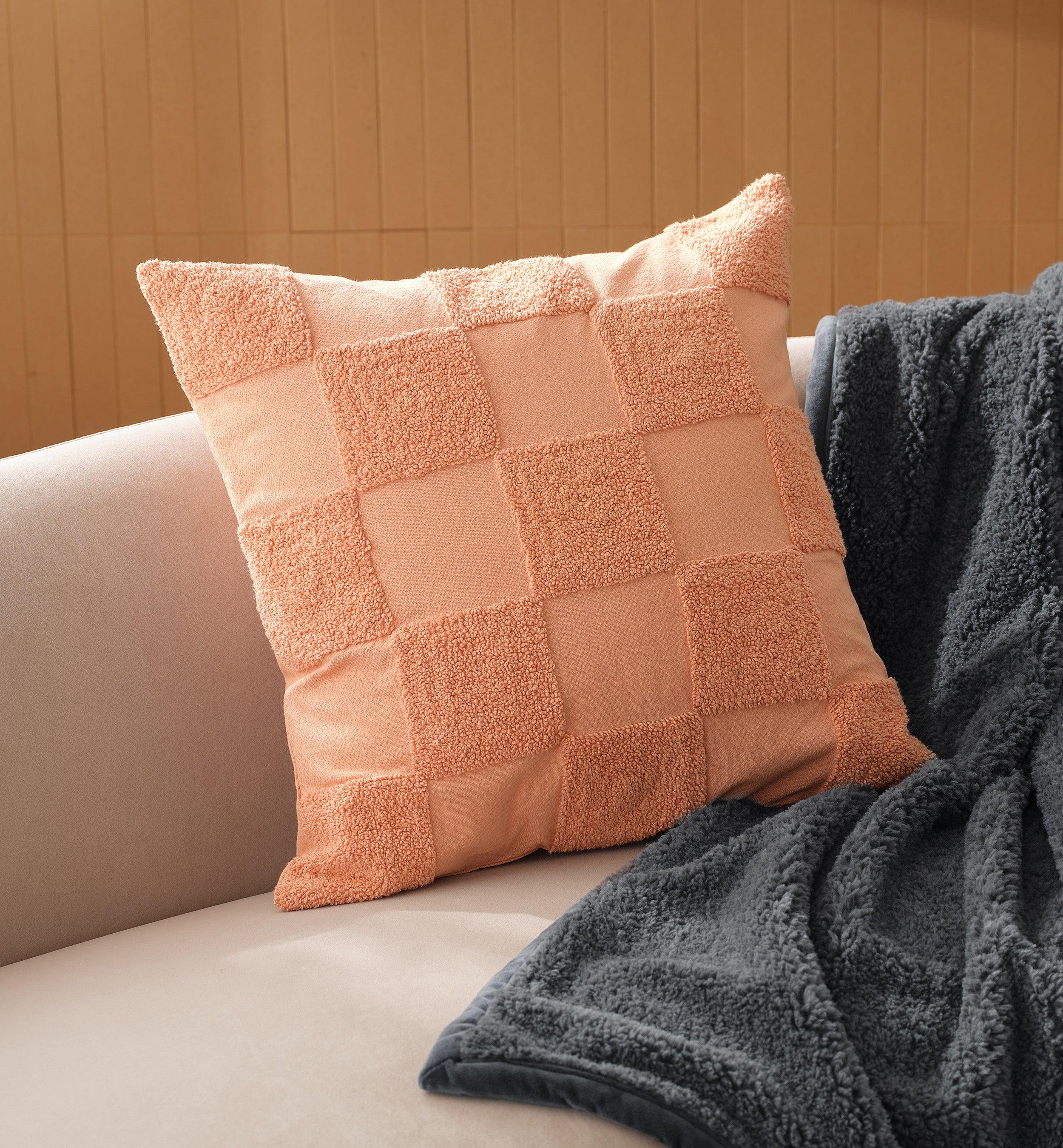 Tufted Checkered Cotton Throw Pillow Cover - Double Stitch By Bedsure