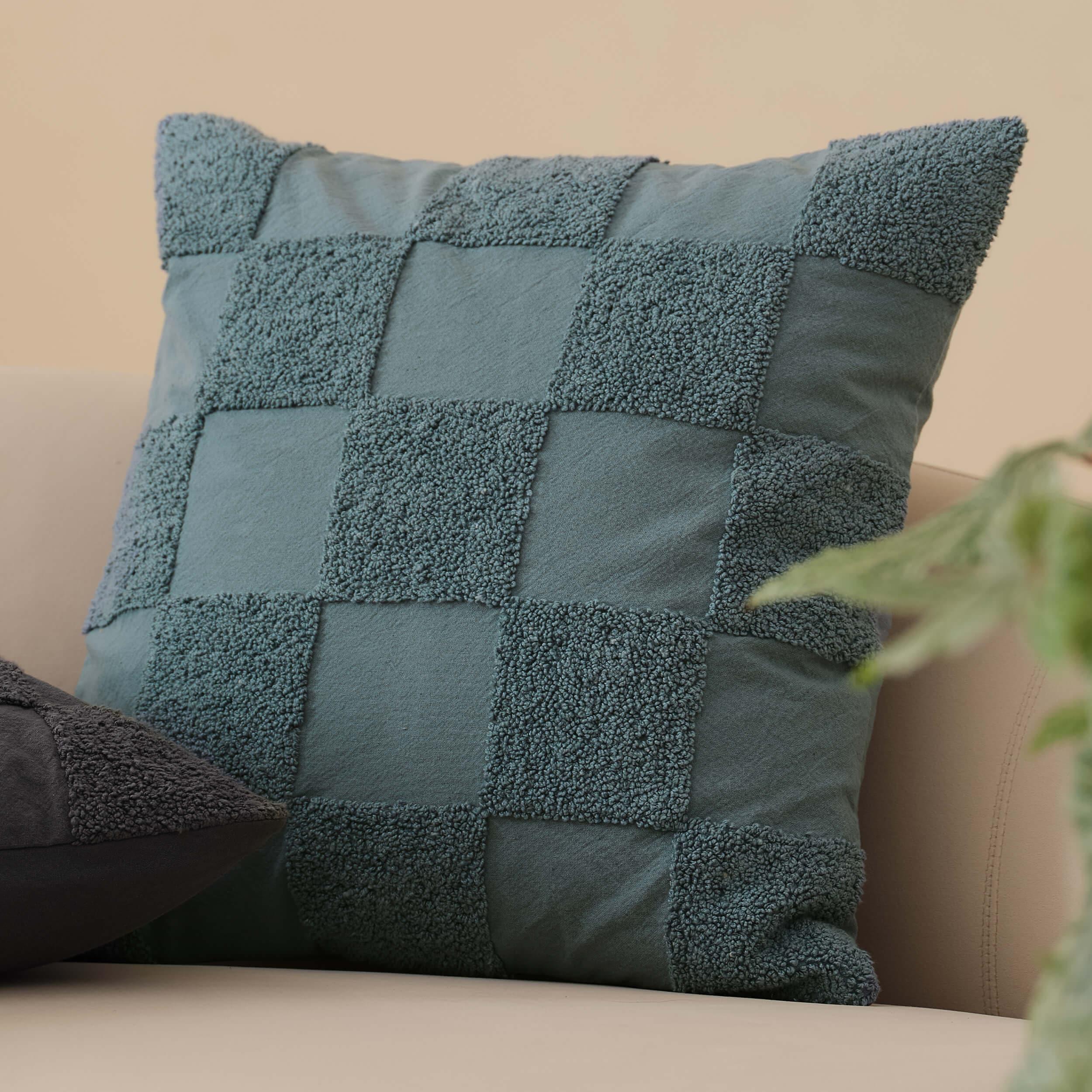 Tufted Checkered Cotton Throw Pillow Cover - Double Stitch By Bedsure
