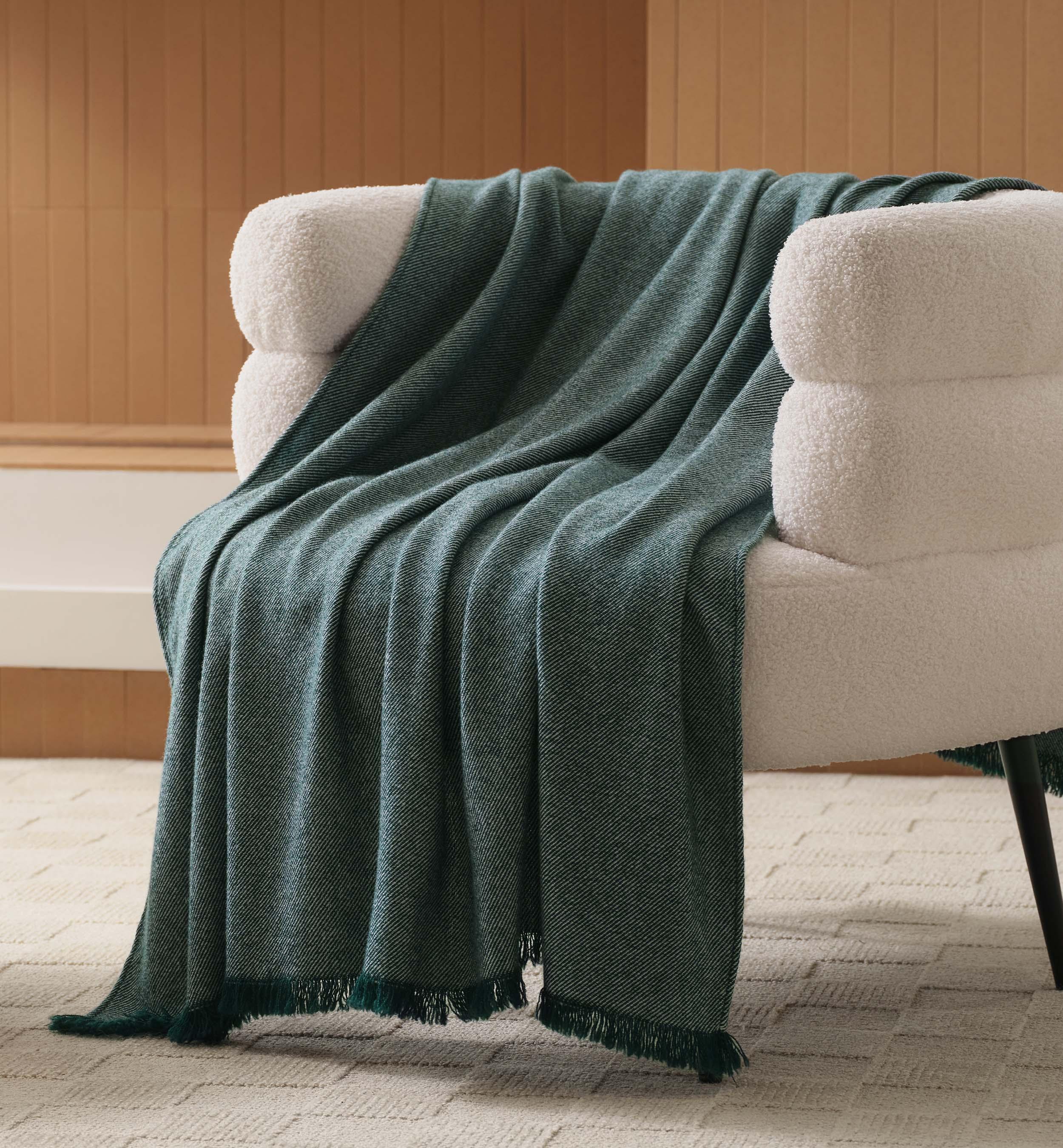 Mongolian Cashmere Wool Twill Throw Blanket - Double Stitch By Bedsure