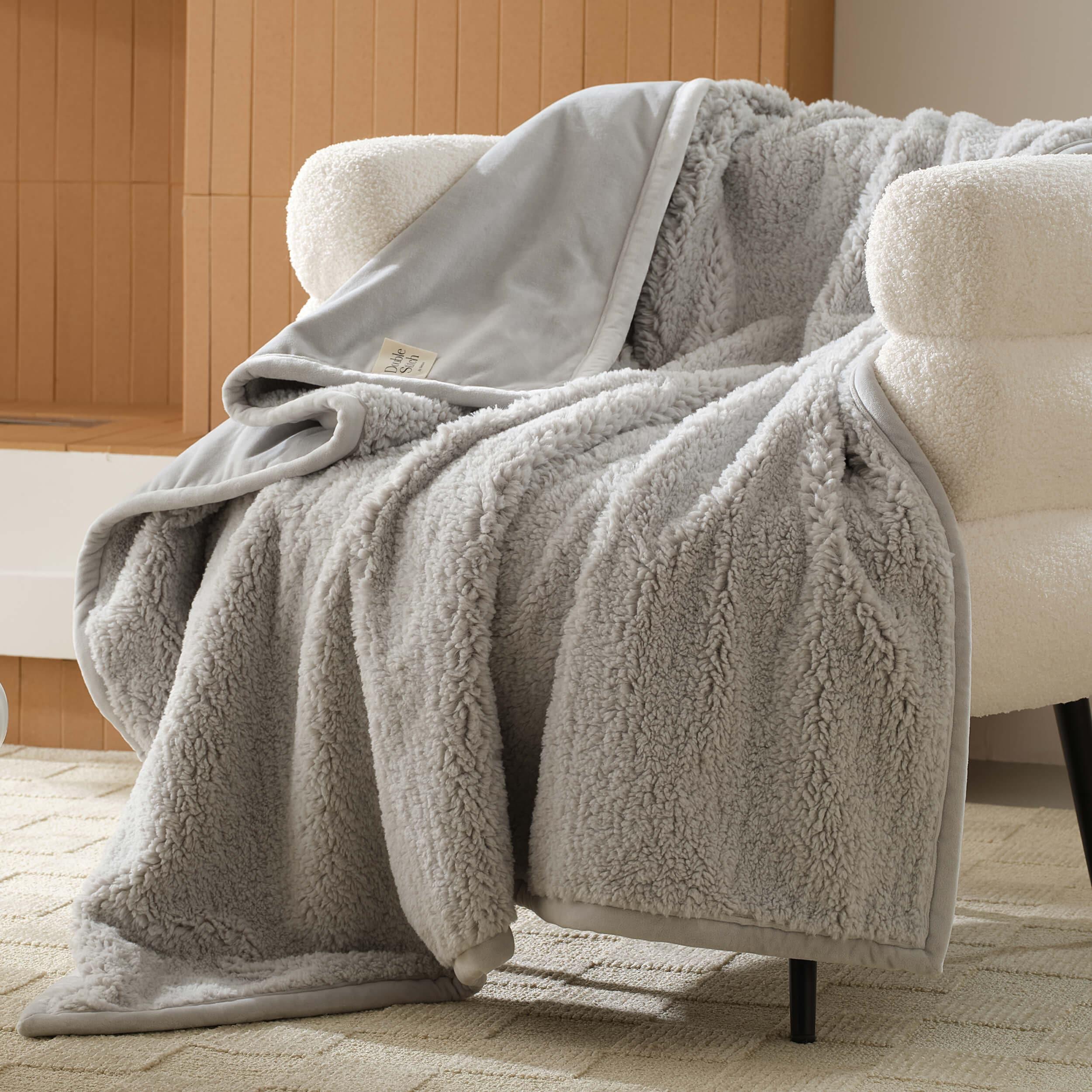 Faux Fur Shearling Throw Blanket - Double Stitch By Bedsure