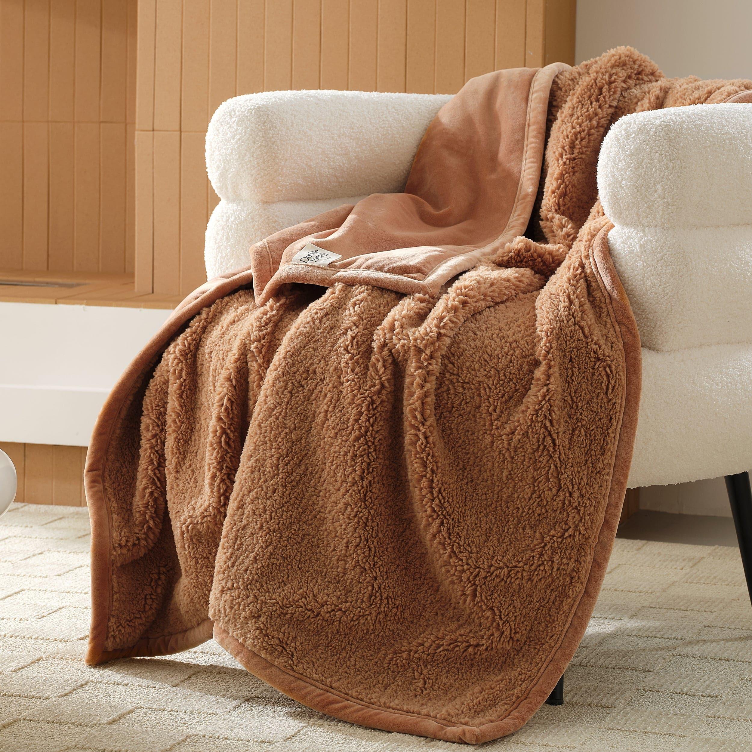 Faux Fur Shearling Throw Blanket - Double Stitch By Bedsure