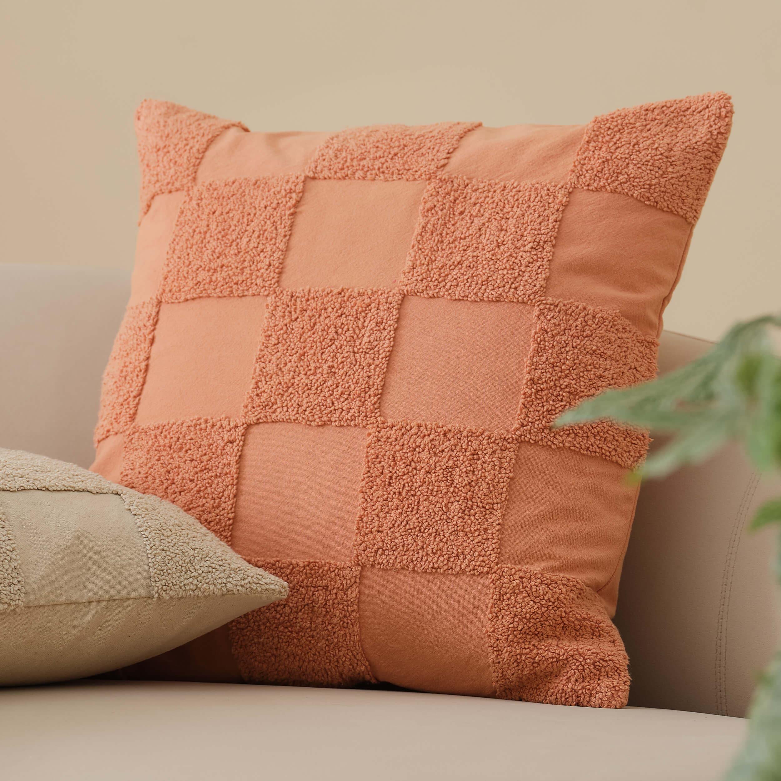Tufted Checkered Cotton Throw Pillow Cover - Double Stitch By Bedsure