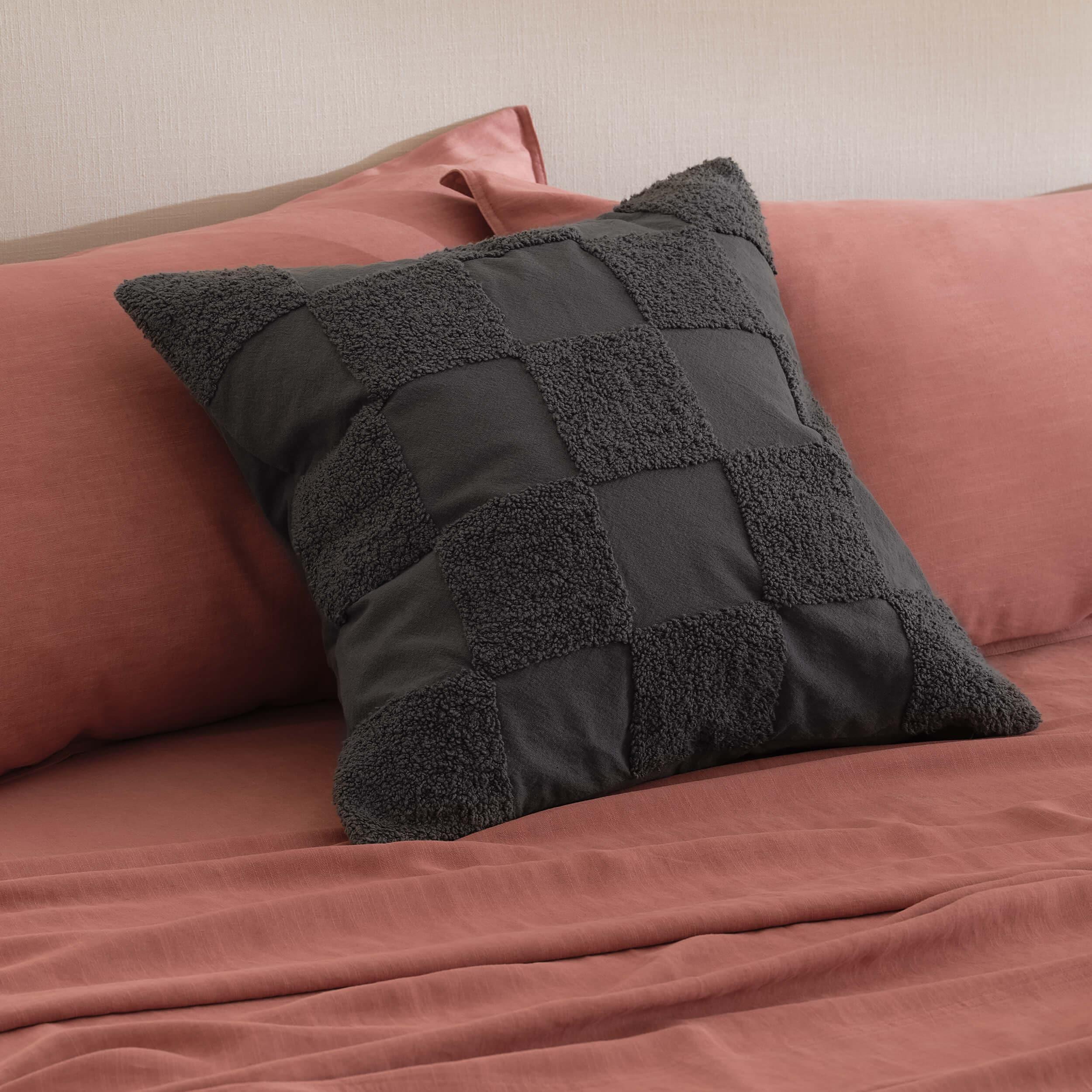 Tufted Checkered Cotton Throw Pillow Cover - Double Stitch By Bedsure