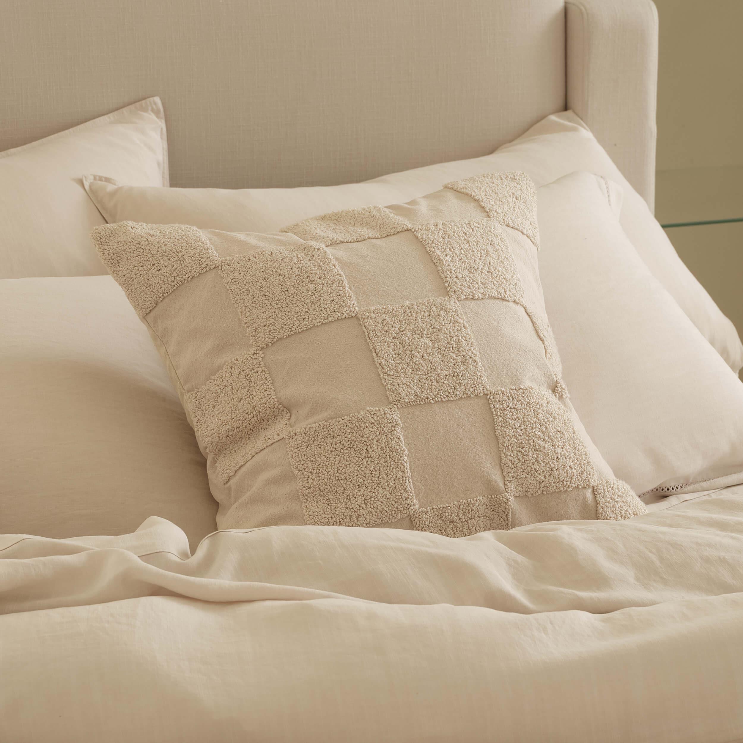 Tufted Checkered Cotton Throw Pillow Cover - Double Stitch By Bedsure