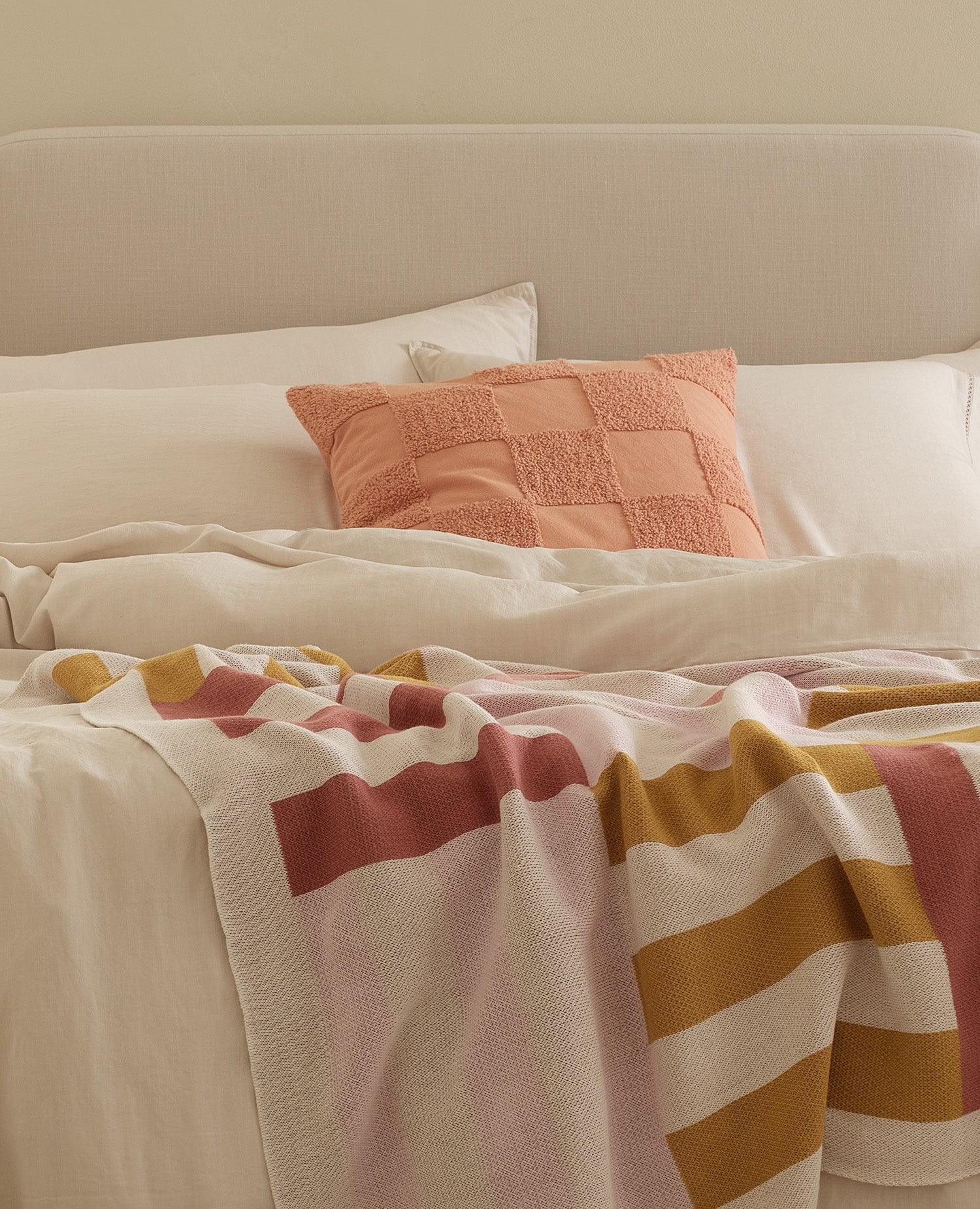 Tufted Checkered Cotton Throw Pillow Cover - Double Stitch By Bedsure
