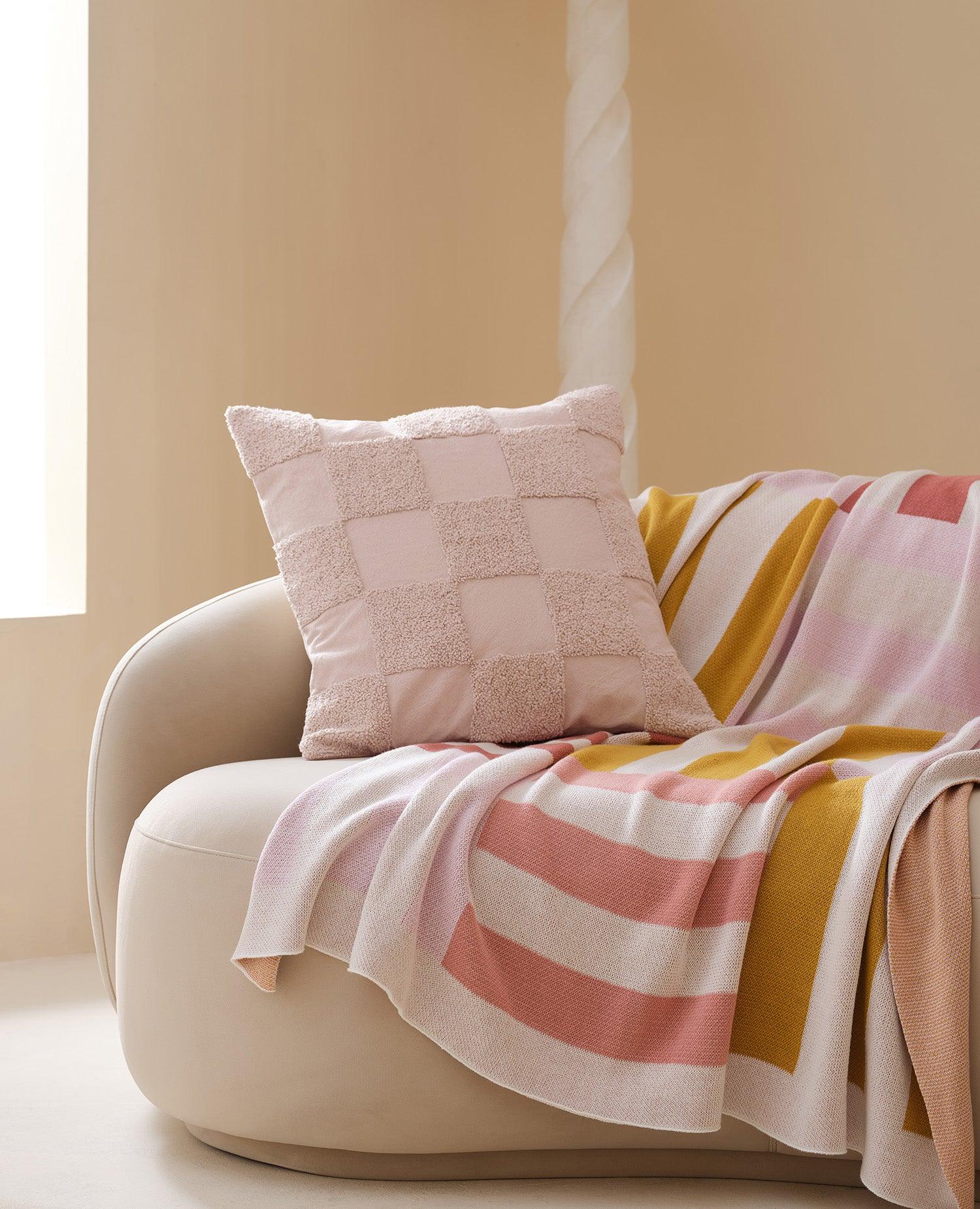 Tufted Checkered Cotton Throw Pillow Cover - Double Stitch By Bedsure