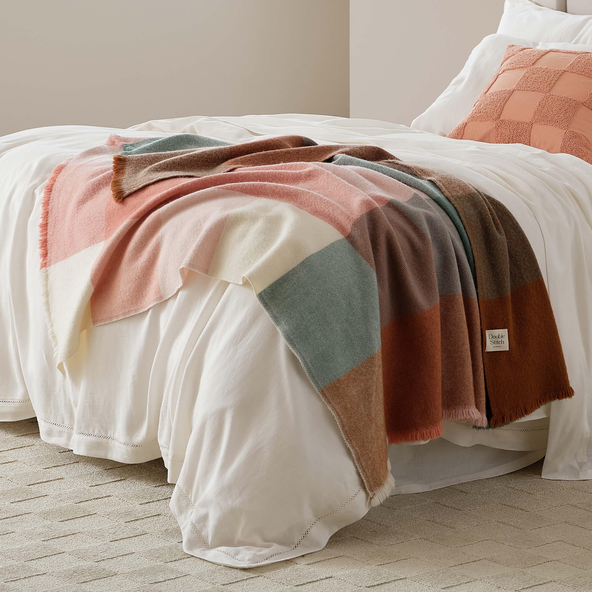 Alpaca-Wool Plaid Throw Blanket - Double Stitch By Bedsure