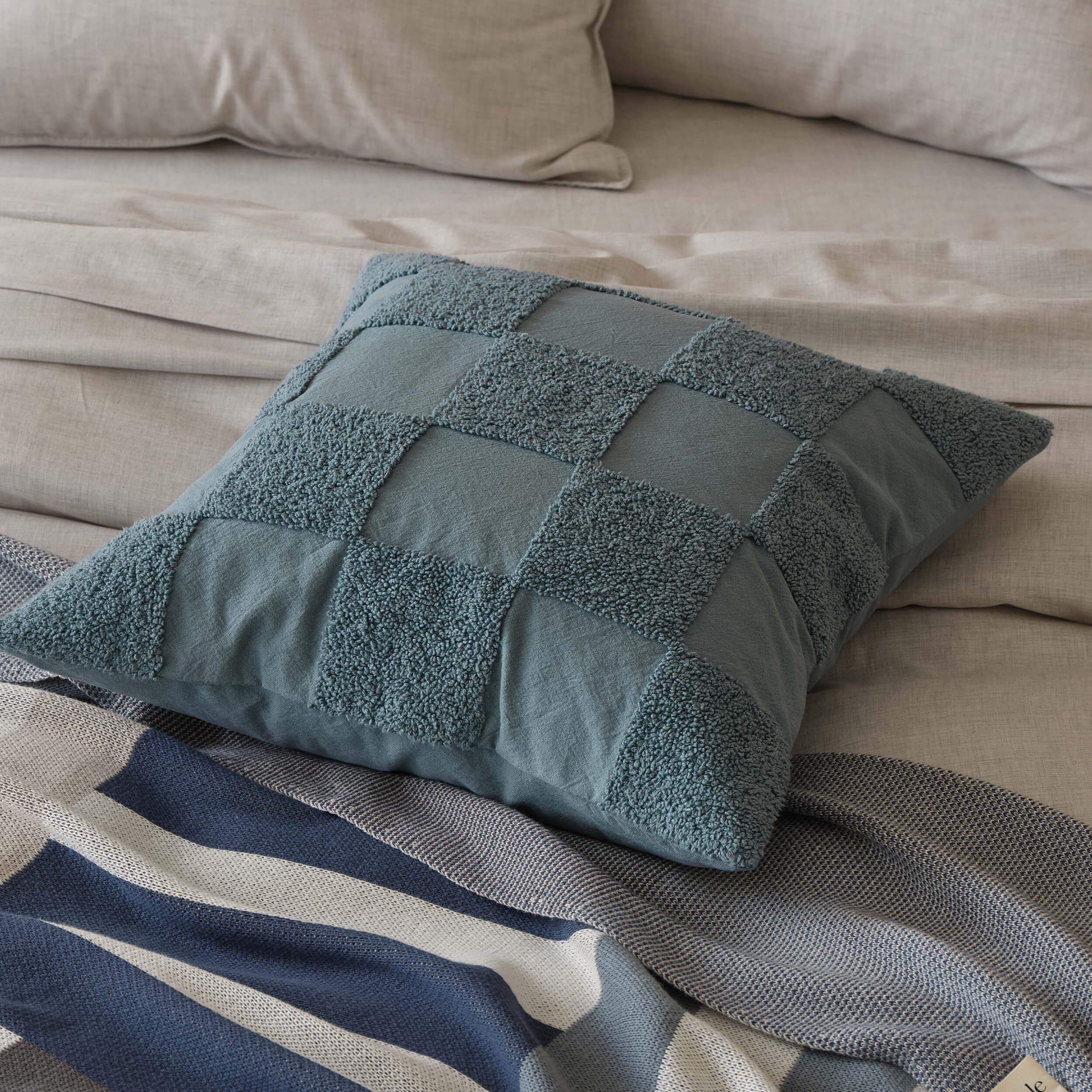 Tufted Checkered Cotton Throw Pillow Cover - Double Stitch By Bedsure