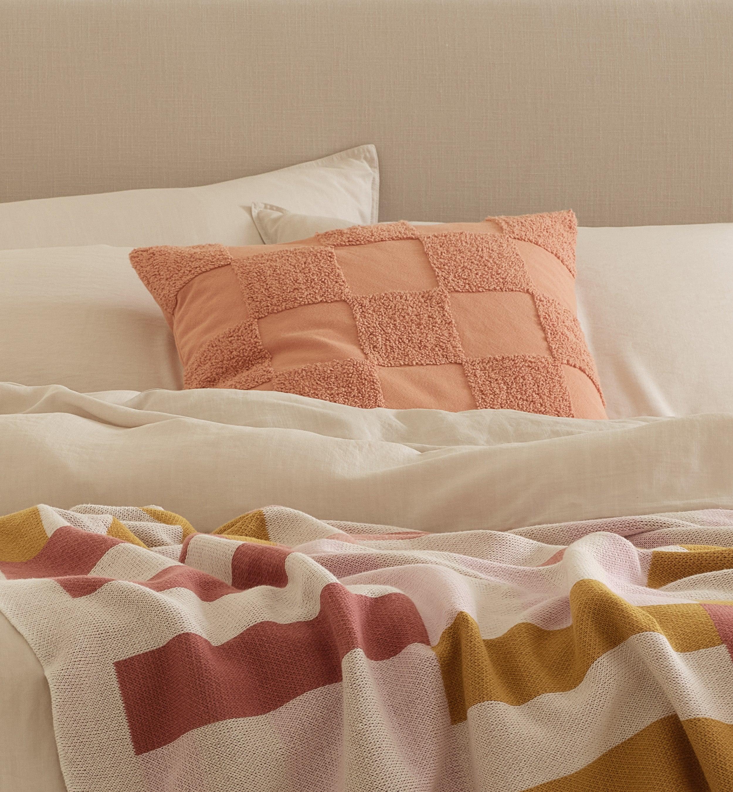Tufted Checkered Cotton Throw Pillow Cover - Double Stitch By Bedsure