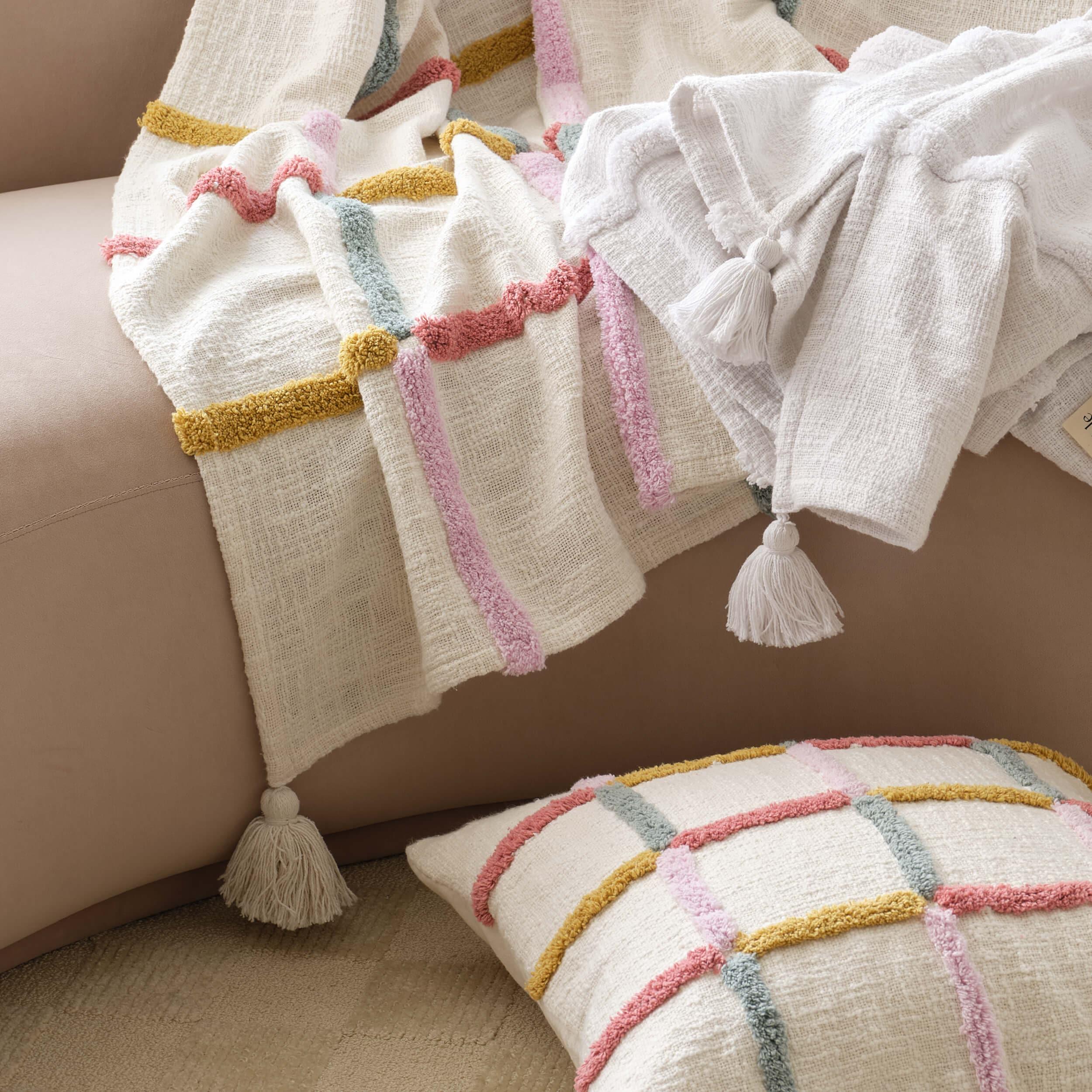 Tufted Checkered Cotton Throw Pillow Cover - Double Stitch By Bedsure