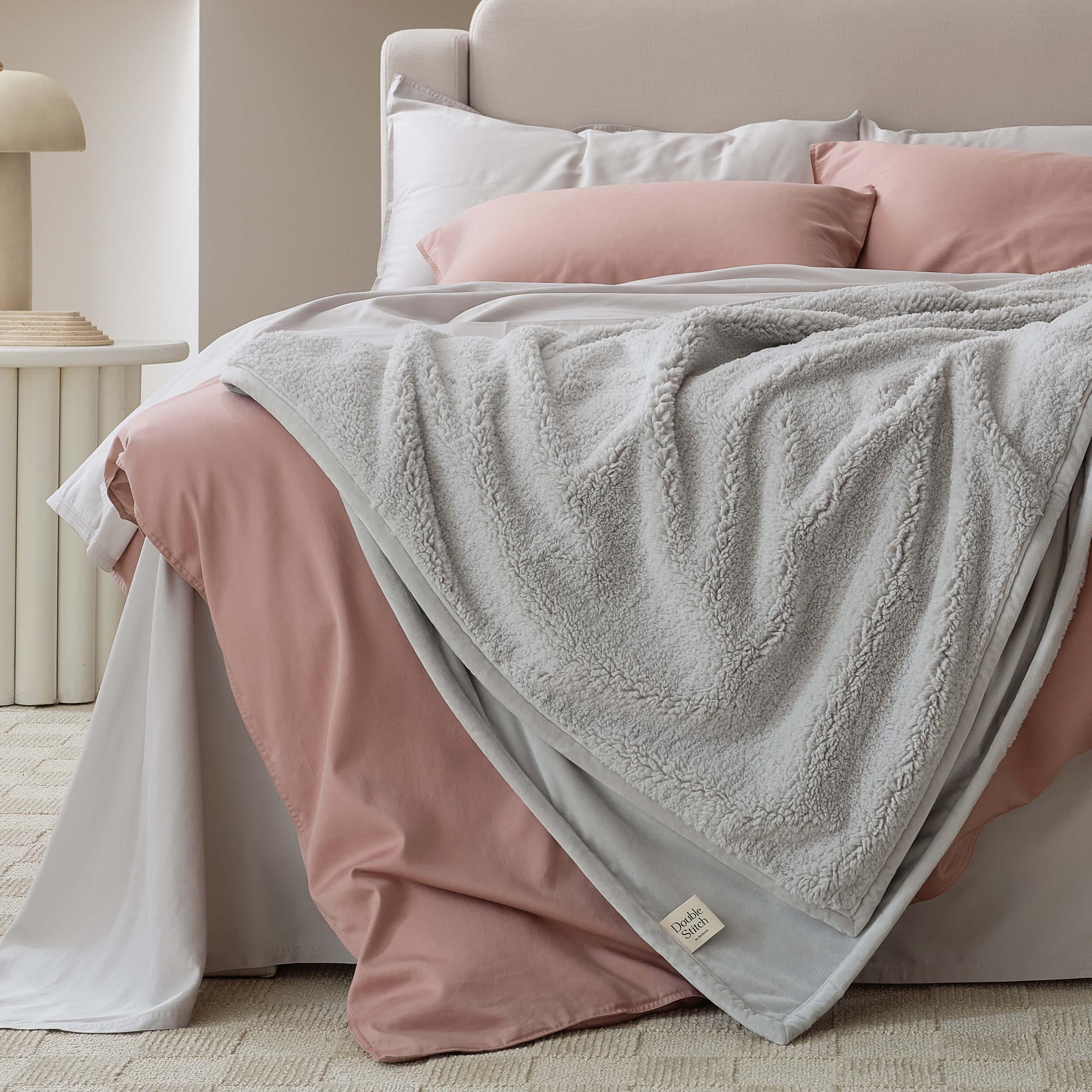 Faux Fur Shearling Throw Blanket - Double Stitch By Bedsure