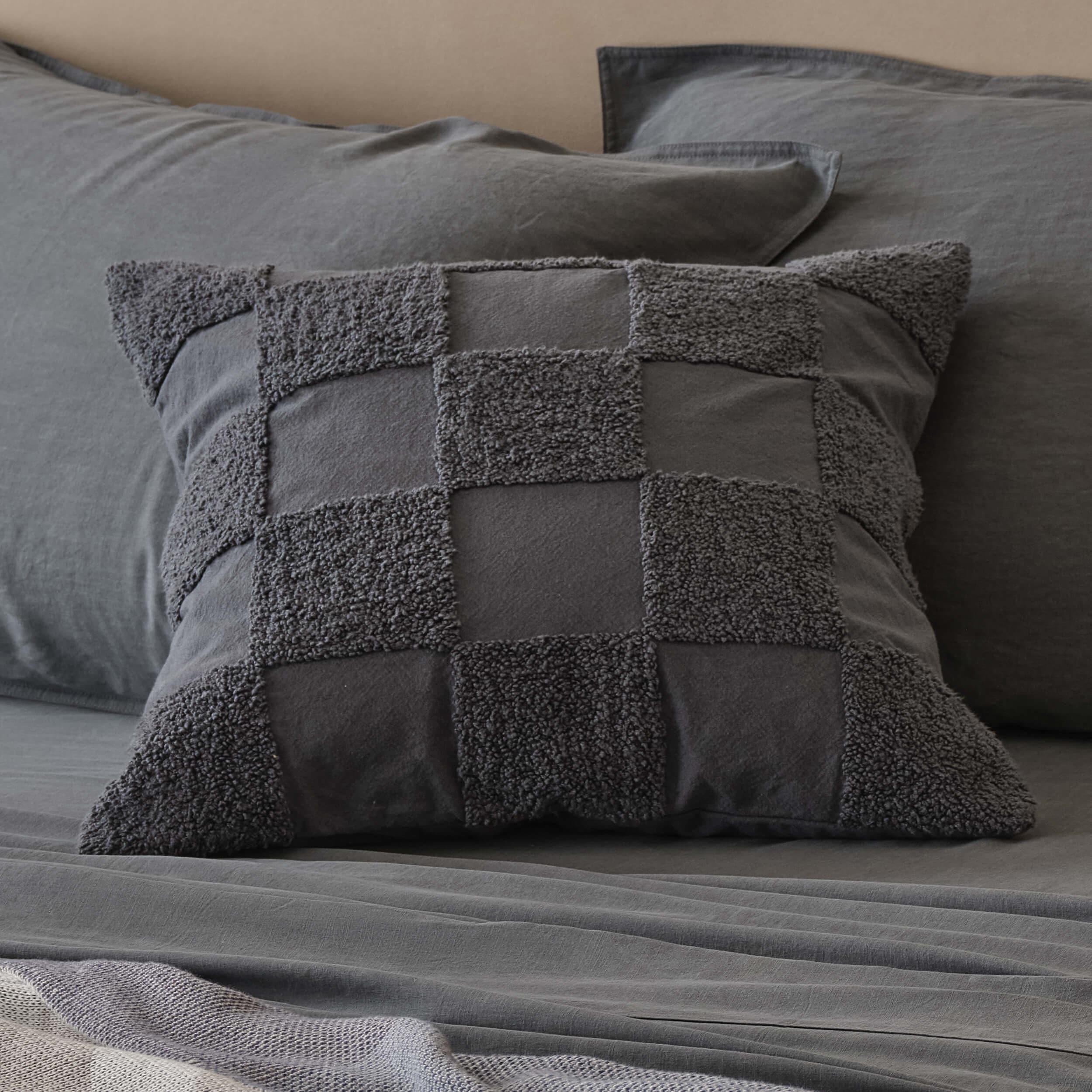 Tufted Checkered Cotton Throw Pillow Cover - Double Stitch By Bedsure