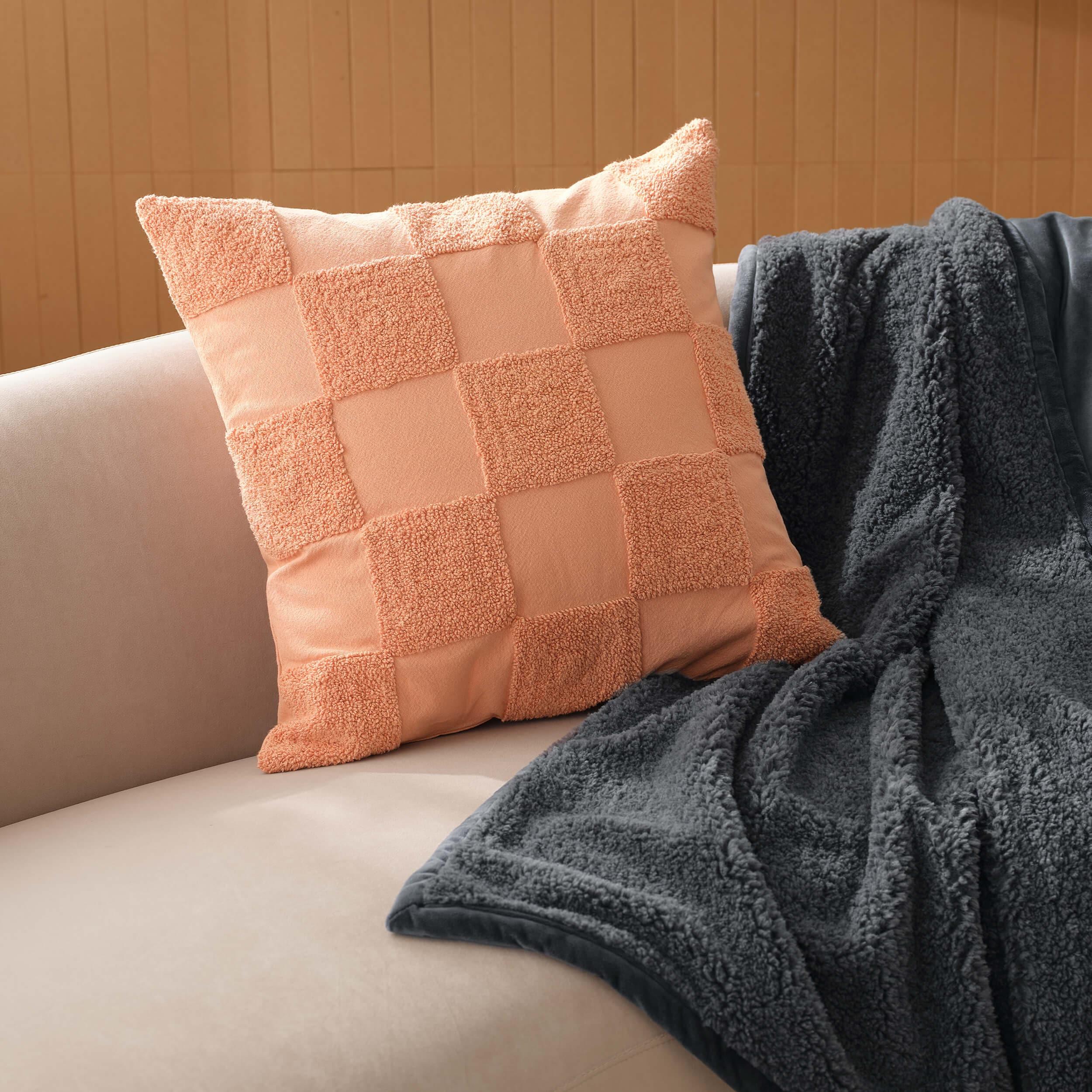 Tufted Checkered Cotton Throw Pillow Cover - Double Stitch By Bedsure