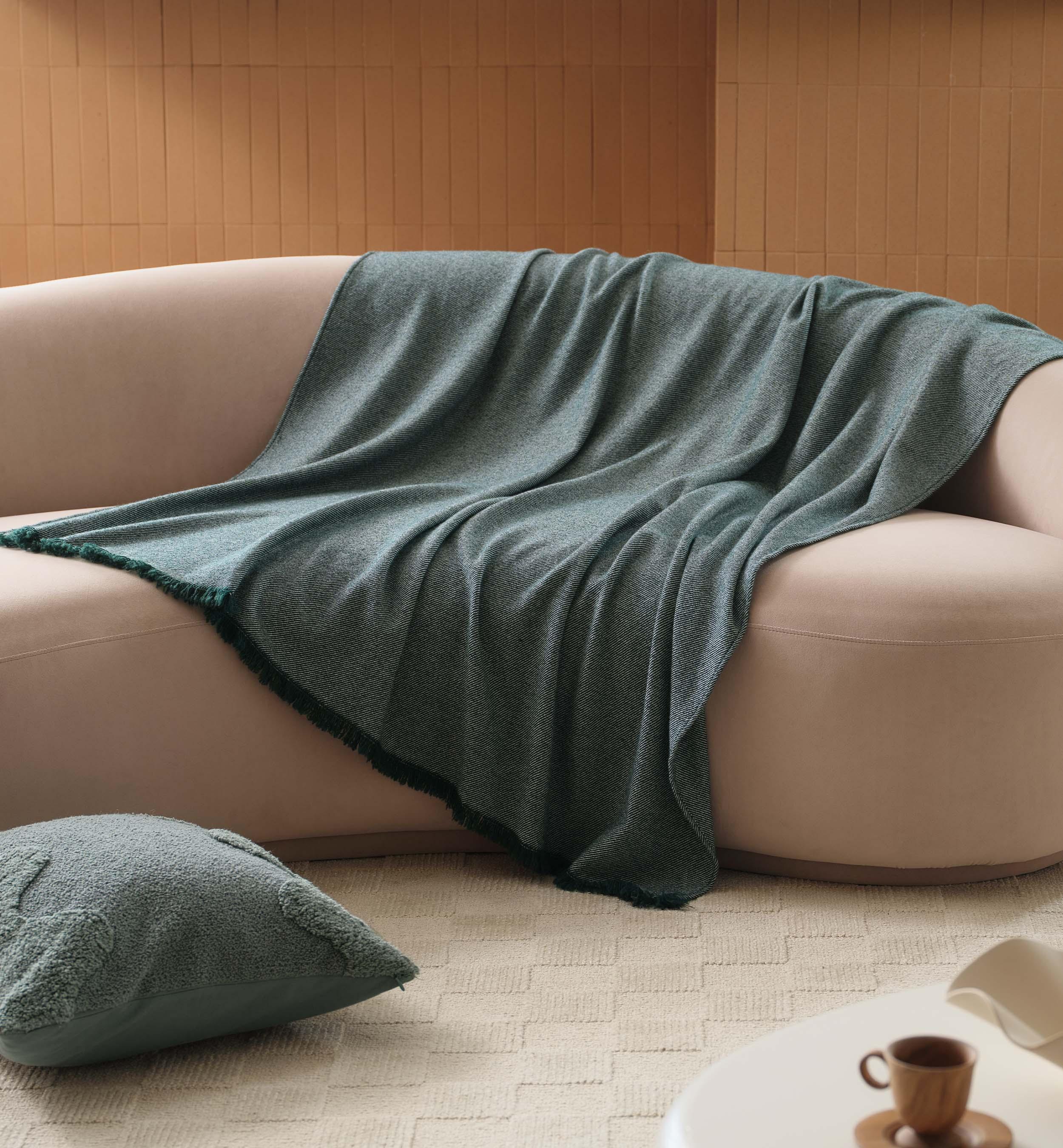 Mongolian Cashmere Wool Twill Throw Blanket - Double Stitch By Bedsure