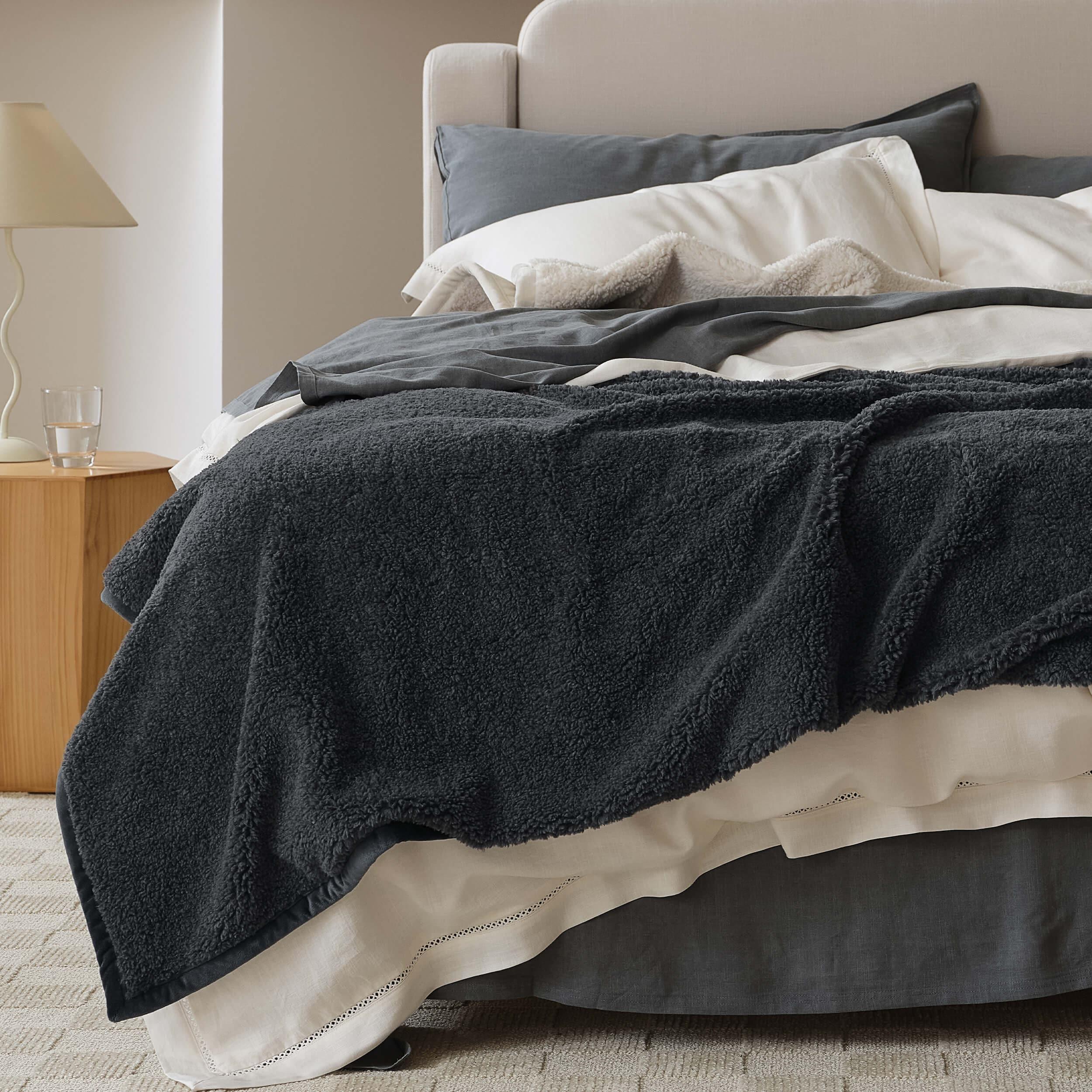 Faux Fur Shearling Throw Blanket - Double Stitch By Bedsure