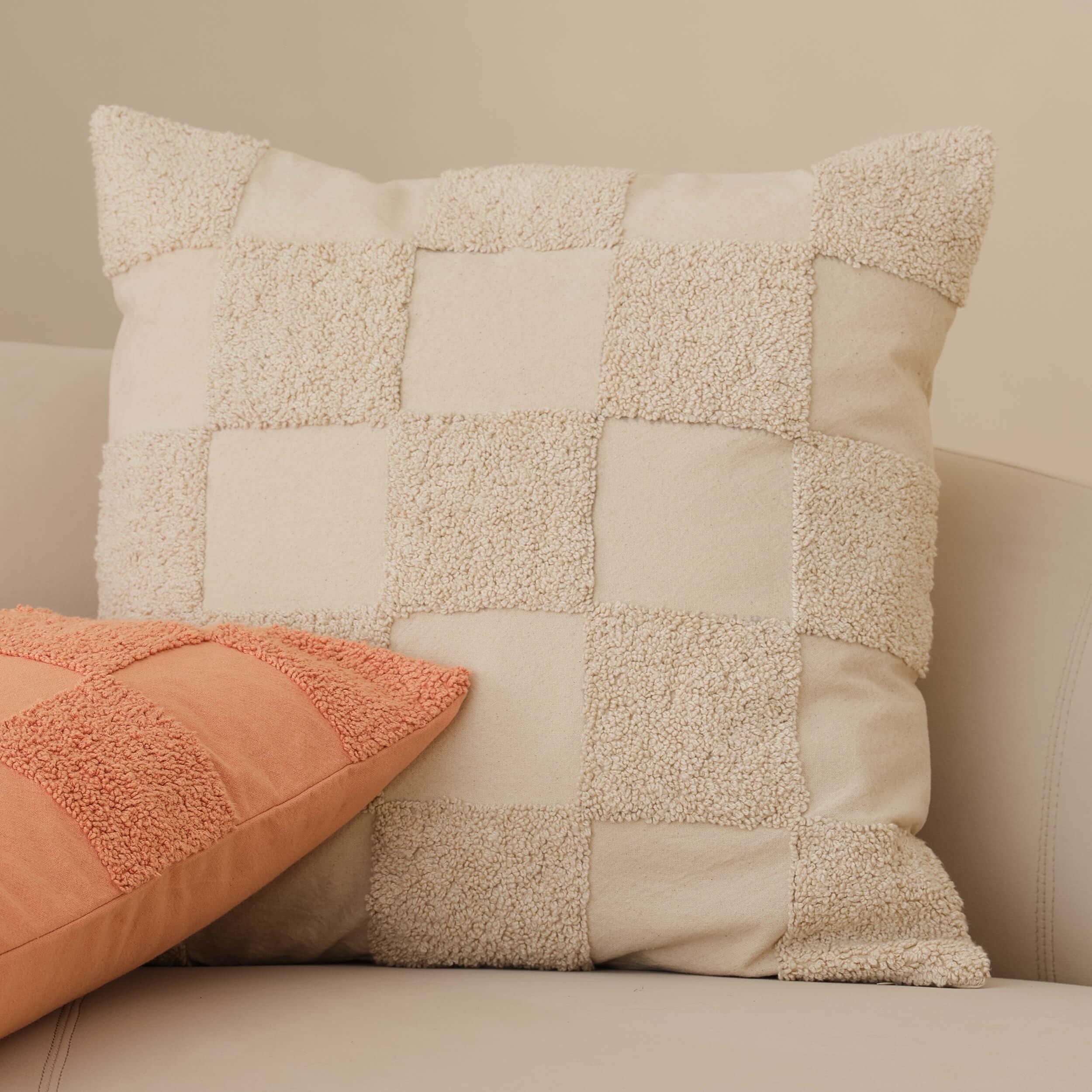 Tufted Checkered Cotton Throw Pillow Cover - Double Stitch By Bedsure