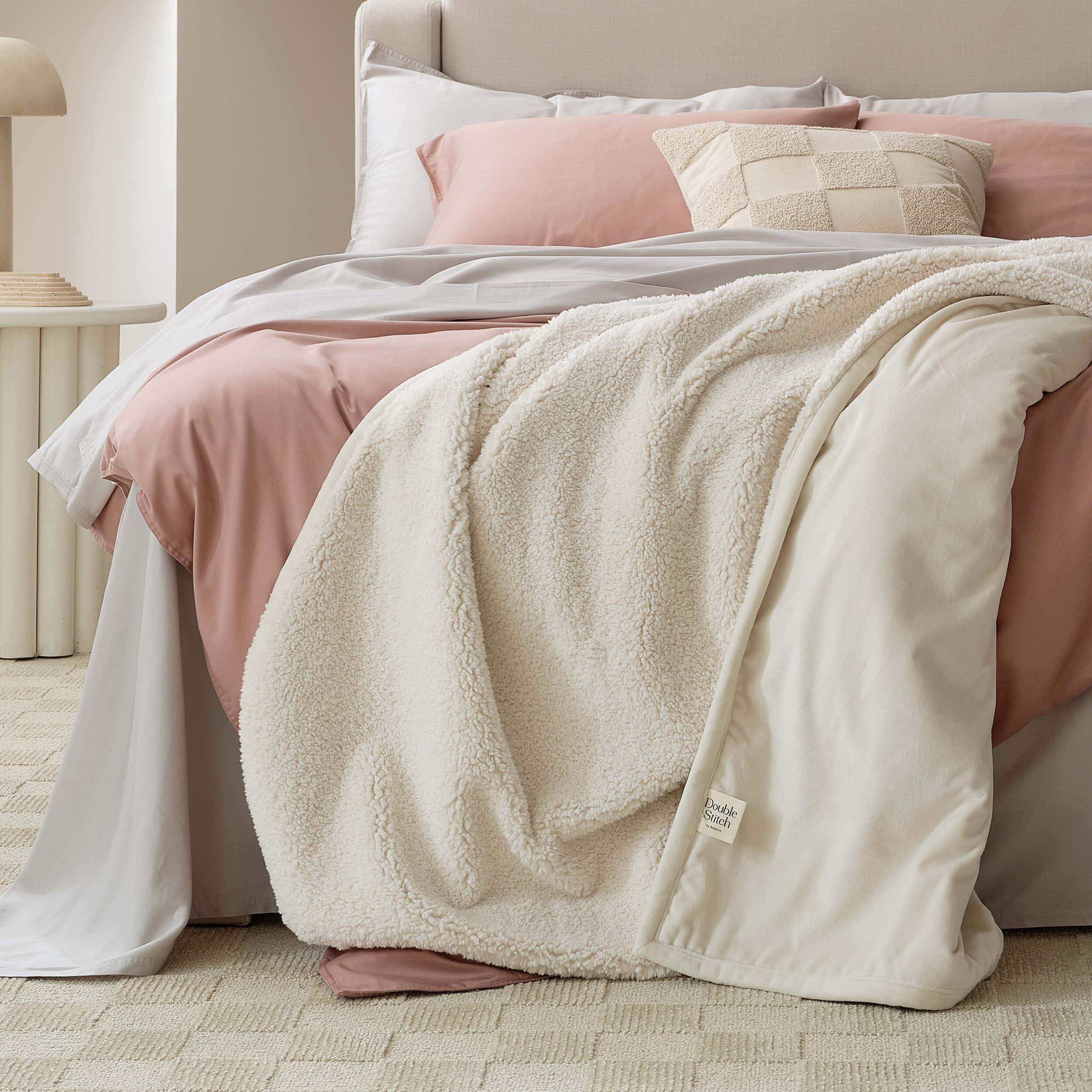 Faux Fur Shearling Throw Blanket - Double Stitch By Bedsure