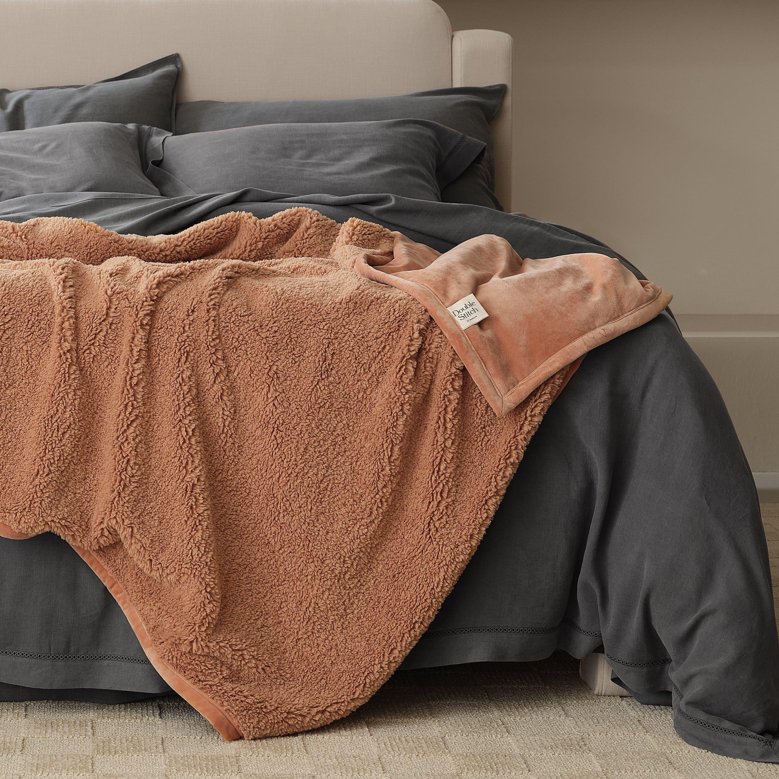 Faux Fur Shearling Throw Blanket - Double Stitch By Bedsure