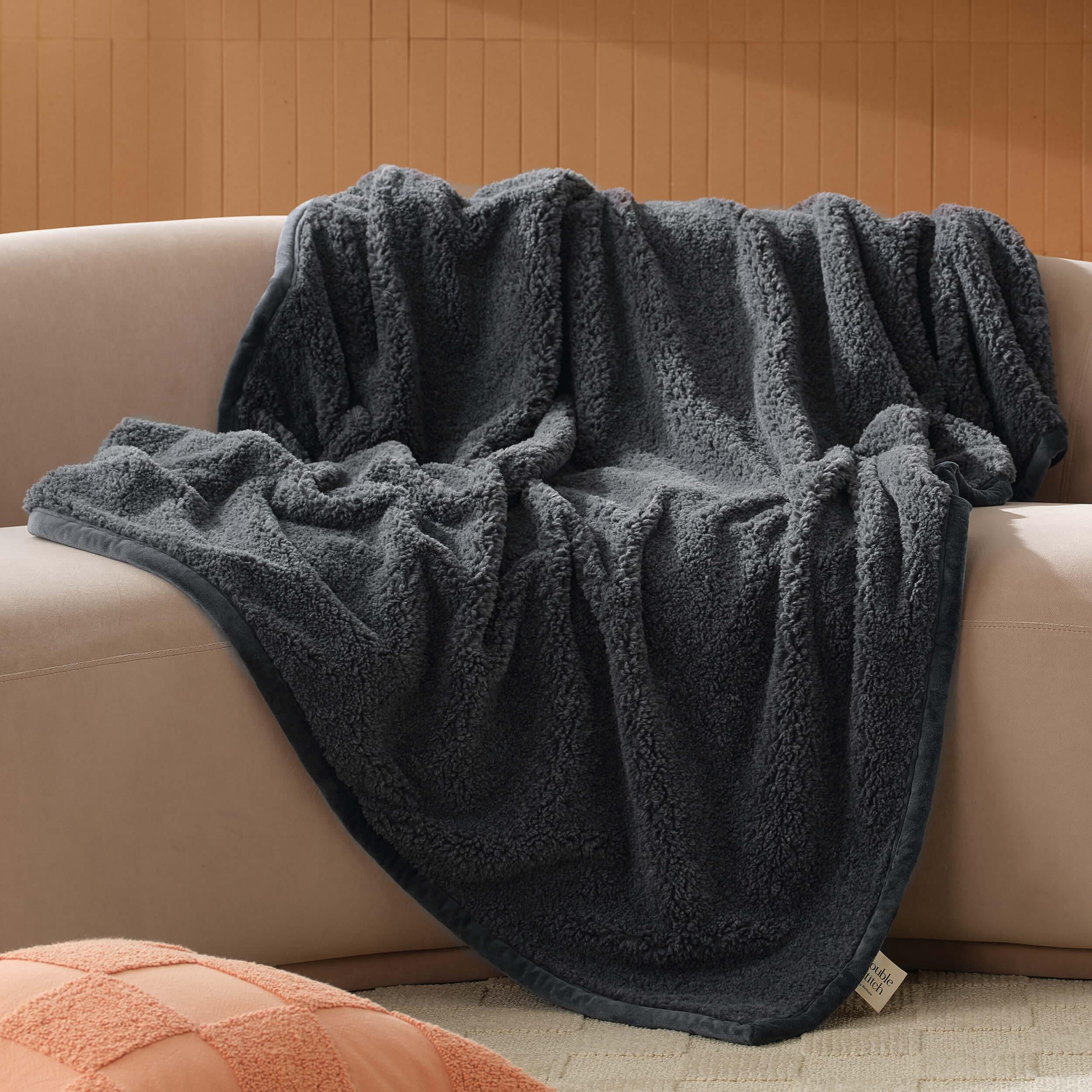 Faux Fur Shearling Throw Blanket - Double Stitch By Bedsure