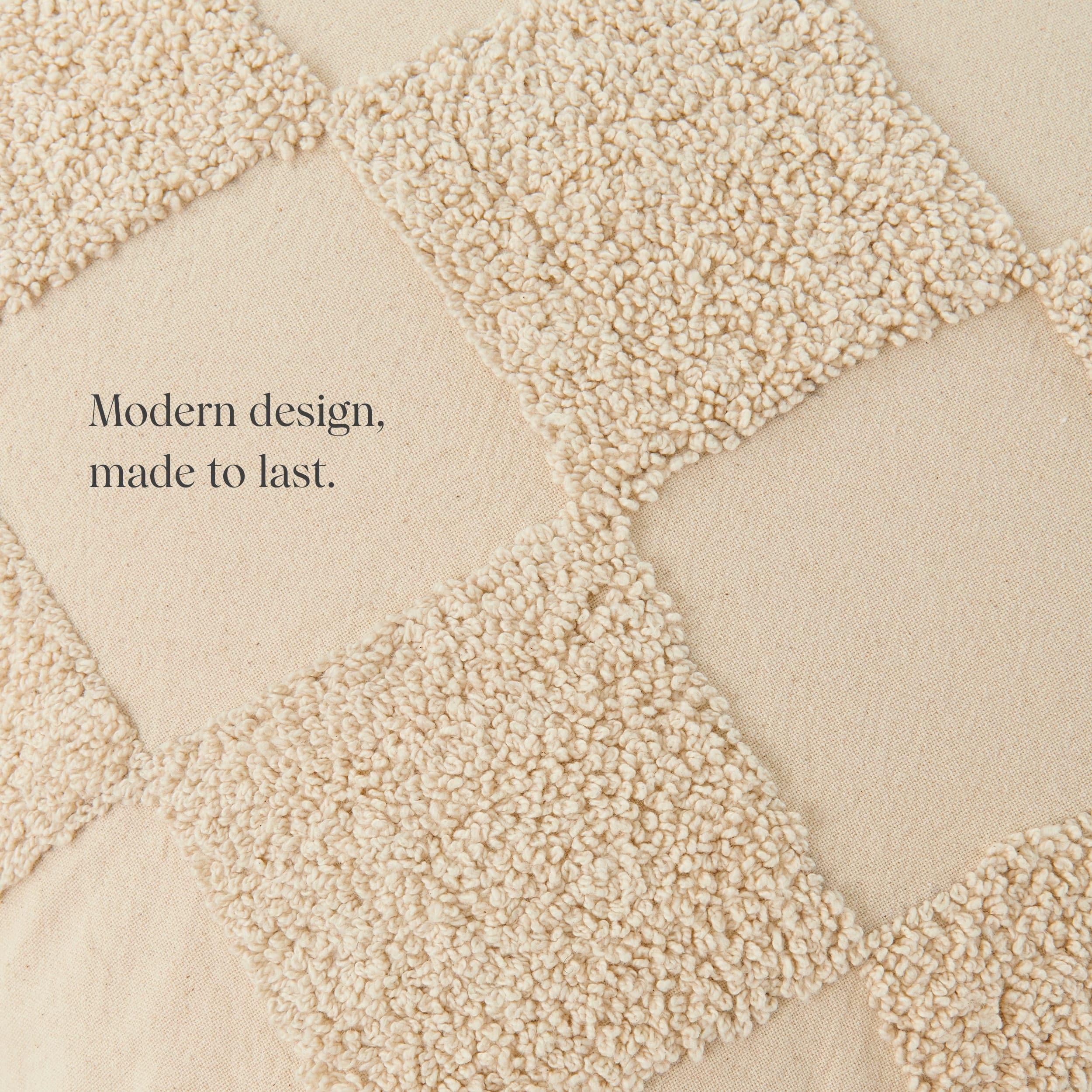 Tufted Checkered Cotton Throw Pillow Cover - Double Stitch By Bedsure