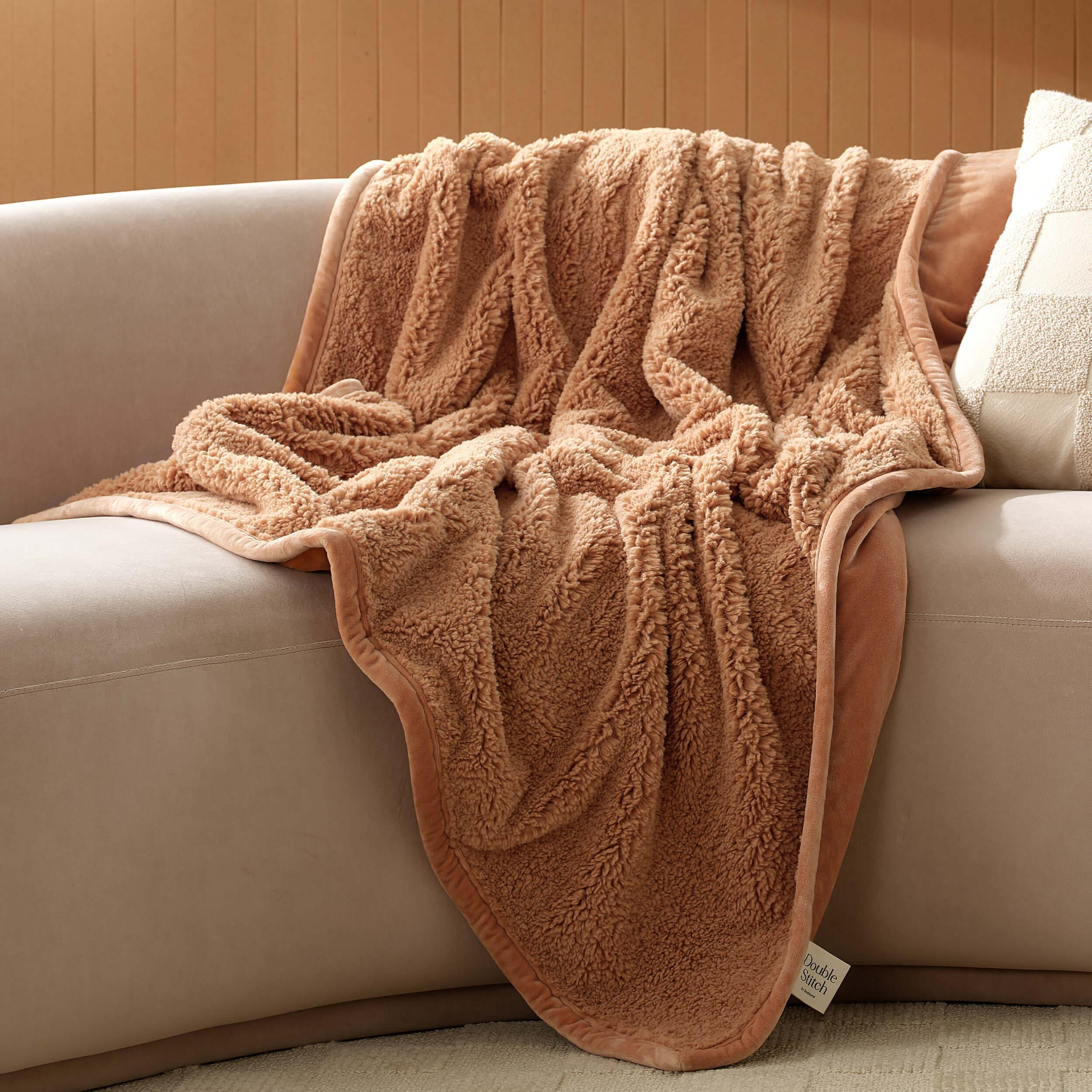 Faux Fur Shearling Throw Blanket - Double Stitch By Bedsure