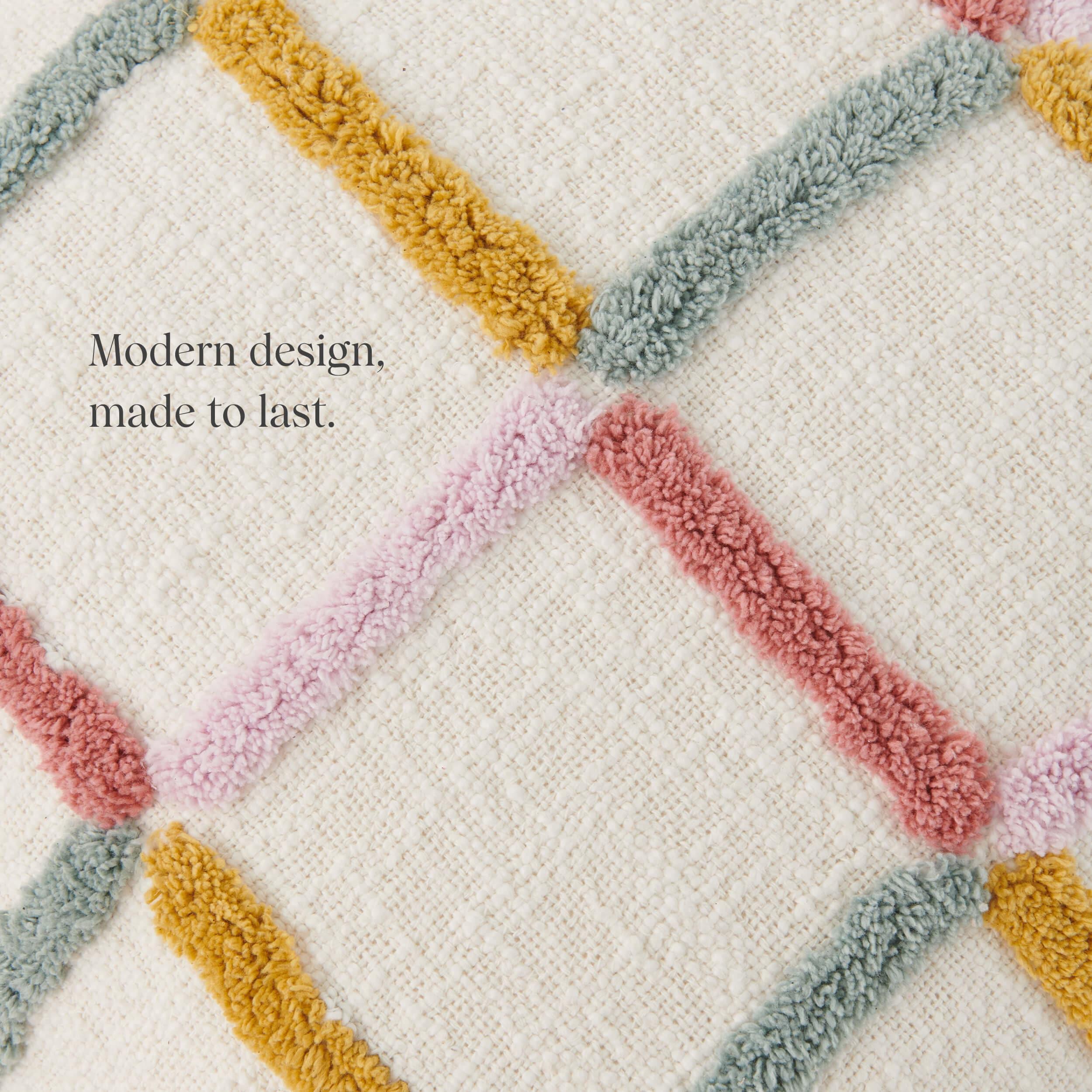 Tufted Checkered Cotton Throw Pillow Cover - Double Stitch By Bedsure