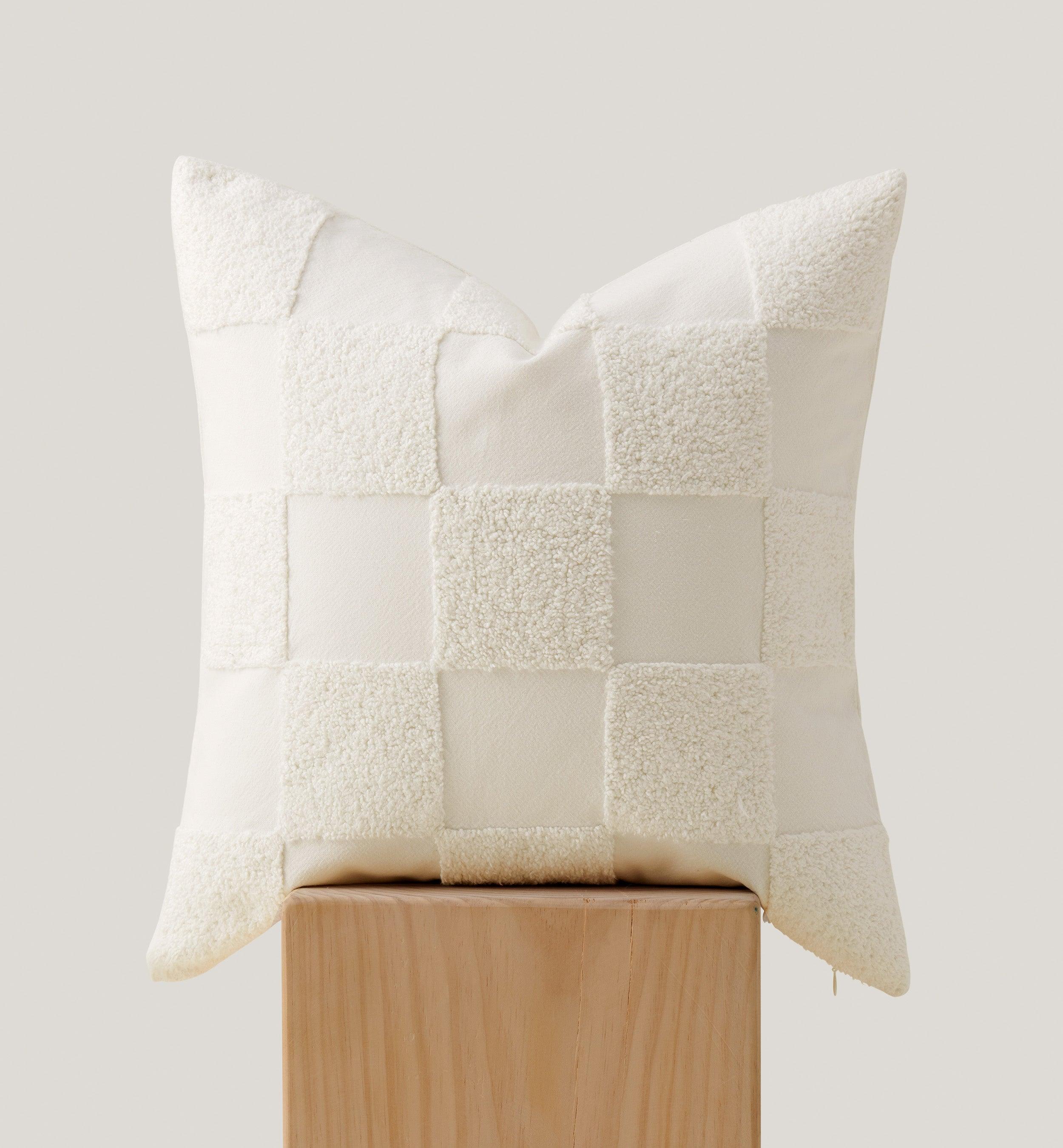 Tufted Checkered Cotton Throw Pillow Cover - Double Stitch By Bedsure