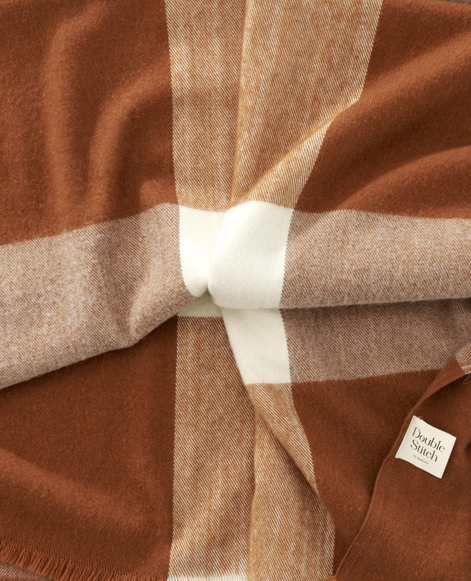 Alpaca-Wool Plaid Throw Blanket - Double Stitch By Bedsure