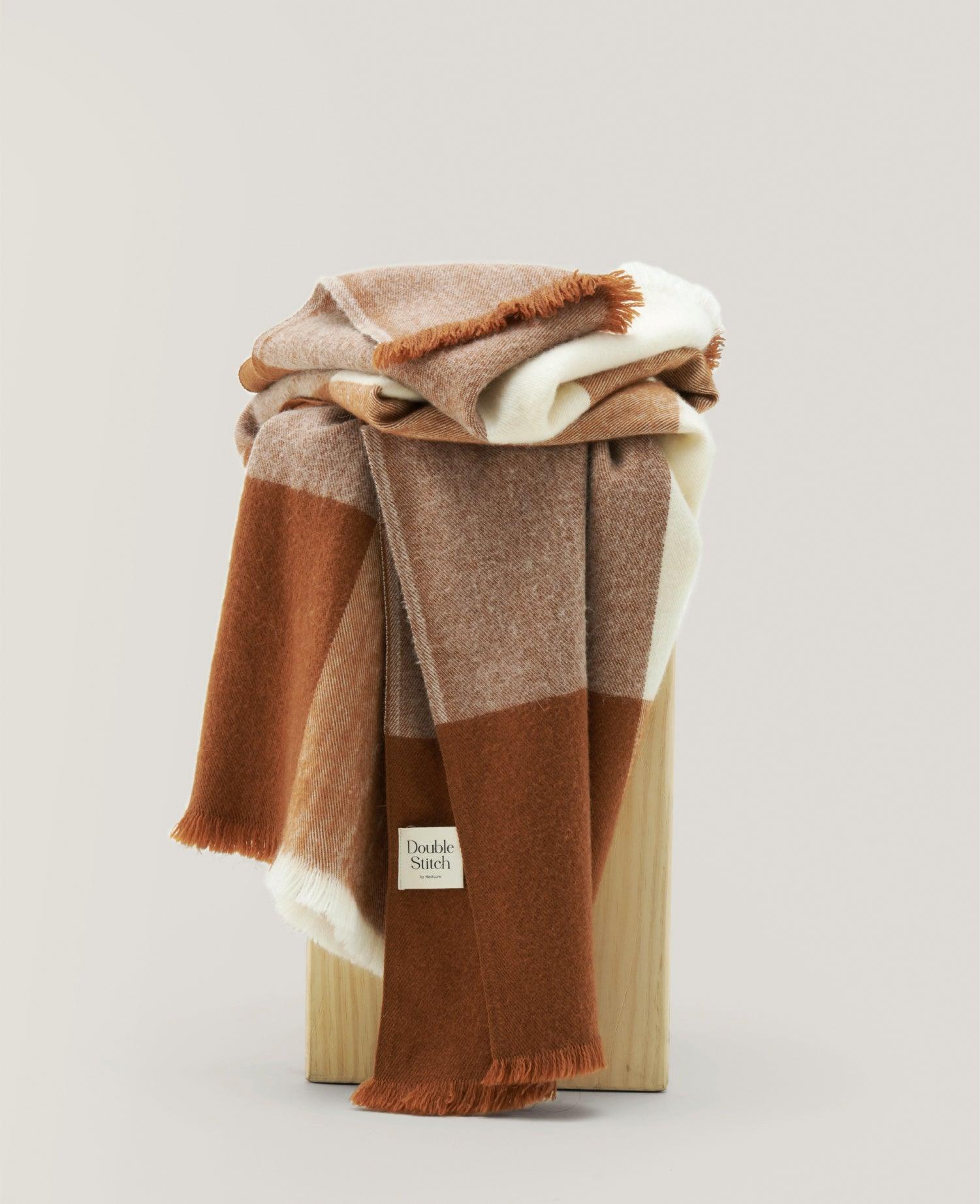 Alpaca-Wool Plaid Throw Blanket - Double Stitch By Bedsure