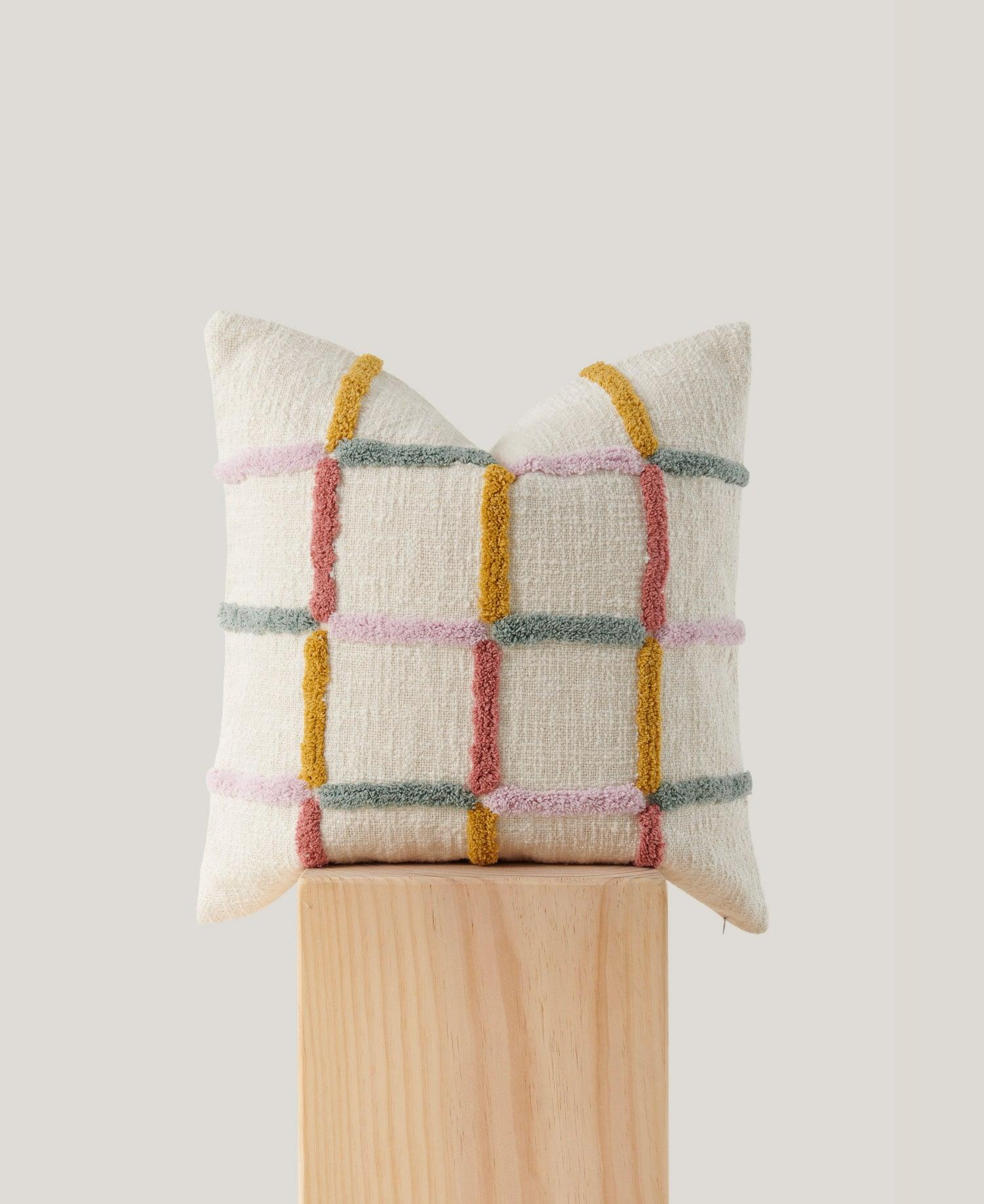 Tufted Checkered Cotton Throw Pillow Cover - Double Stitch By Bedsure