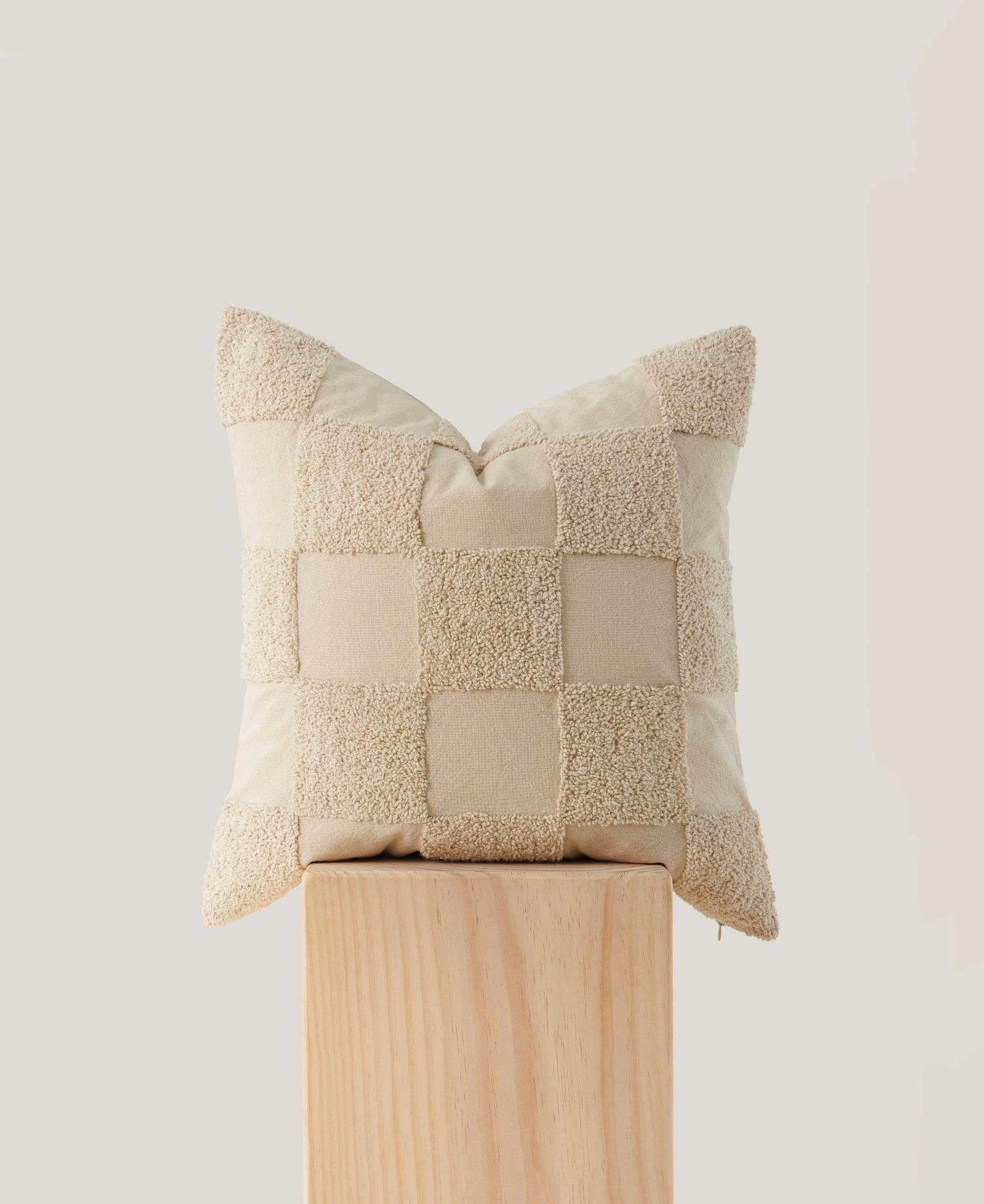Tufted Checkered Cotton Throw Pillow Cover - Double Stitch By Bedsure