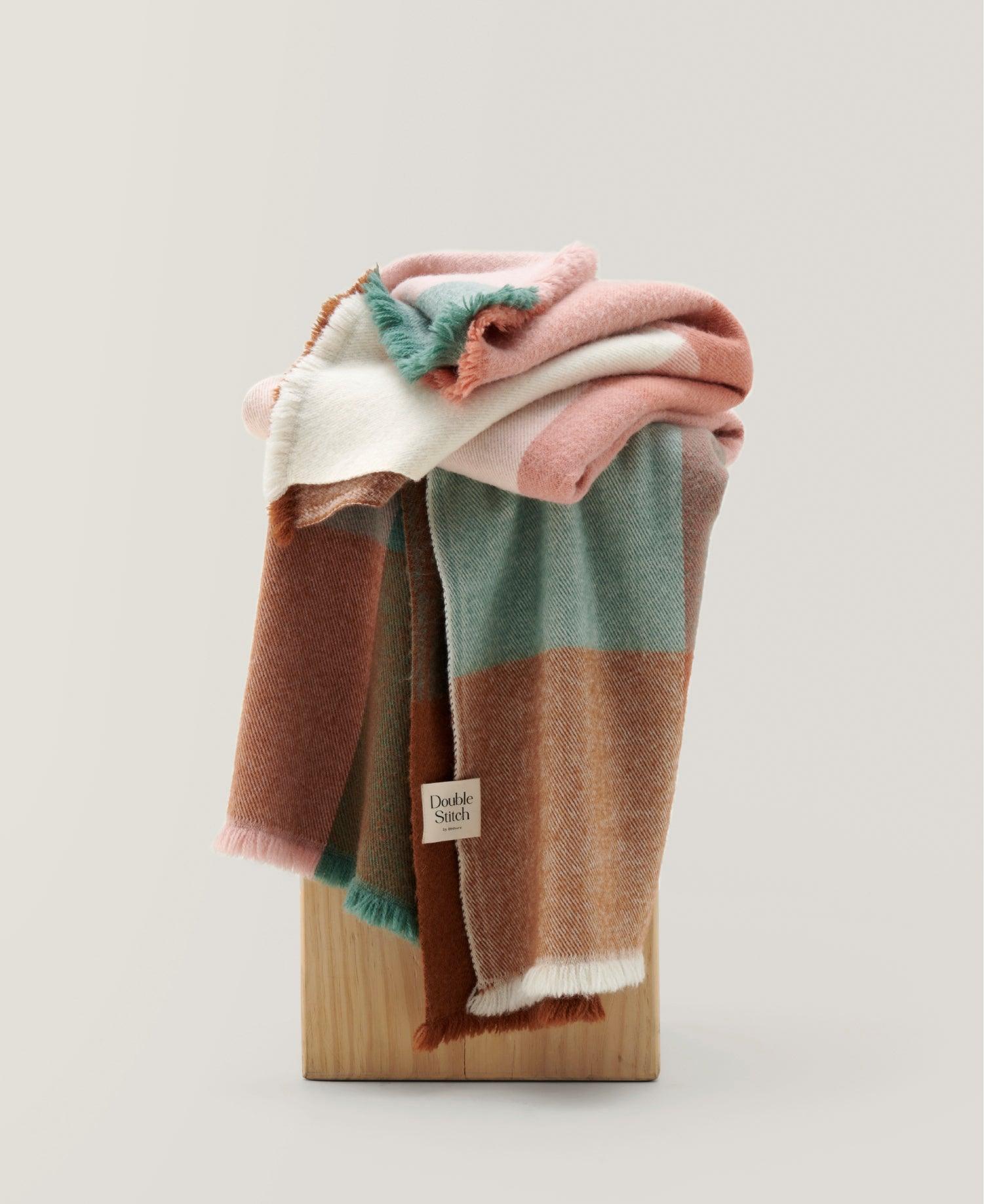 Alpaca-Wool Plaid Throw Blanket - Double Stitch By Bedsure