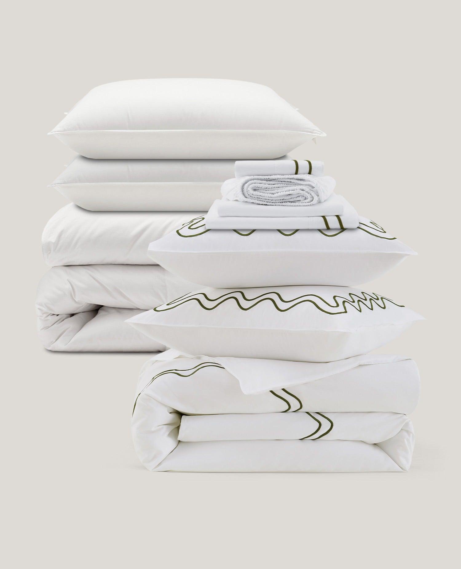 Pure Supima Cotton Sateen Embroidered All-in-one Bundle