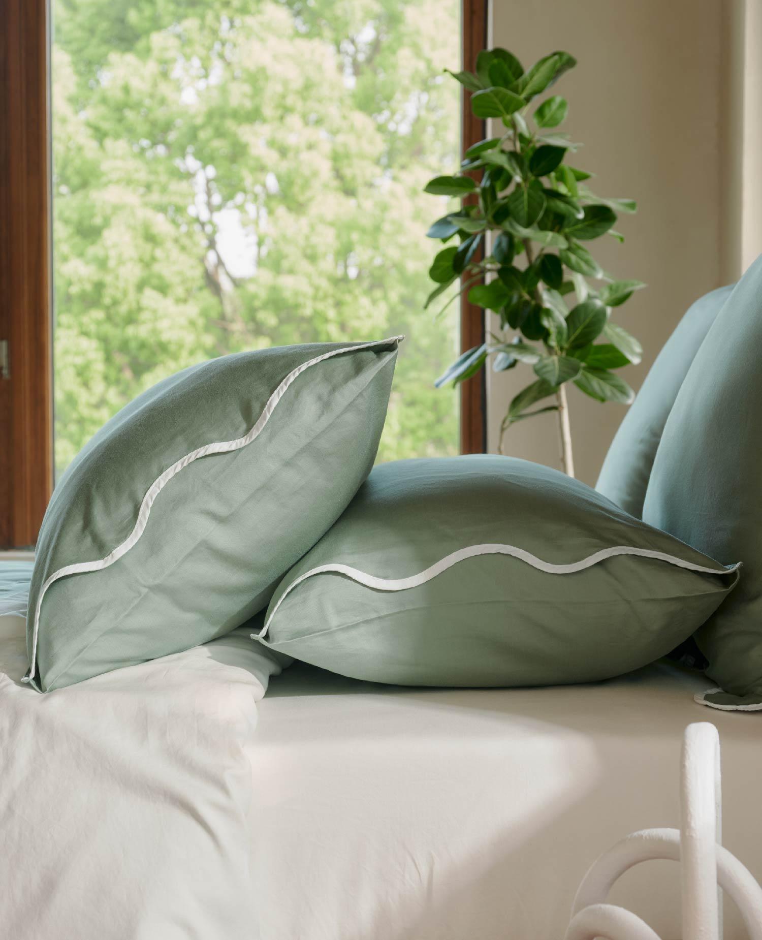 Cotton TENCEL™ Scalloped Pillowcases - Double Stitch By Bedsure