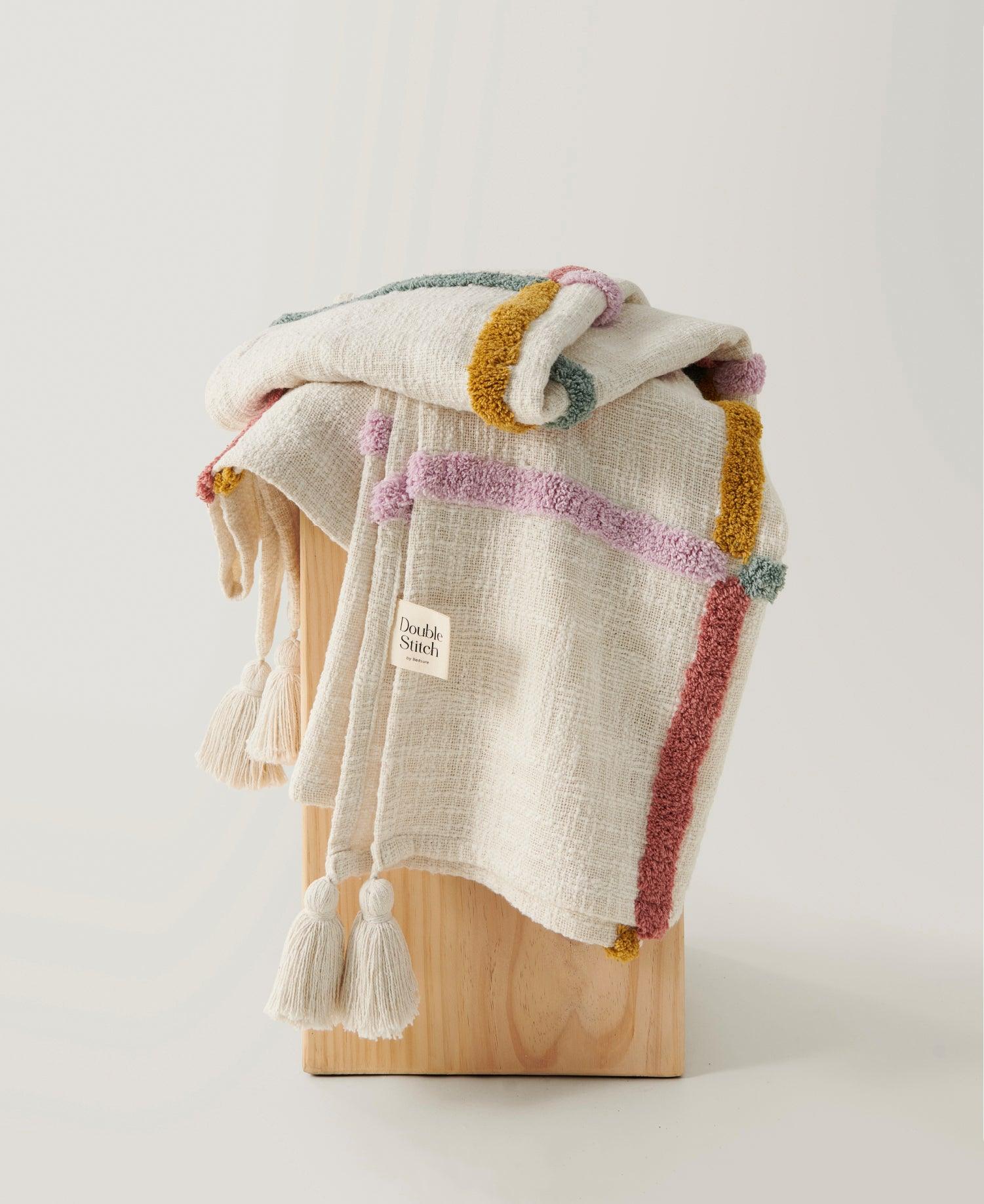 Tufted Boho Cotton Throw Blanket Double Stitch by Bedsure