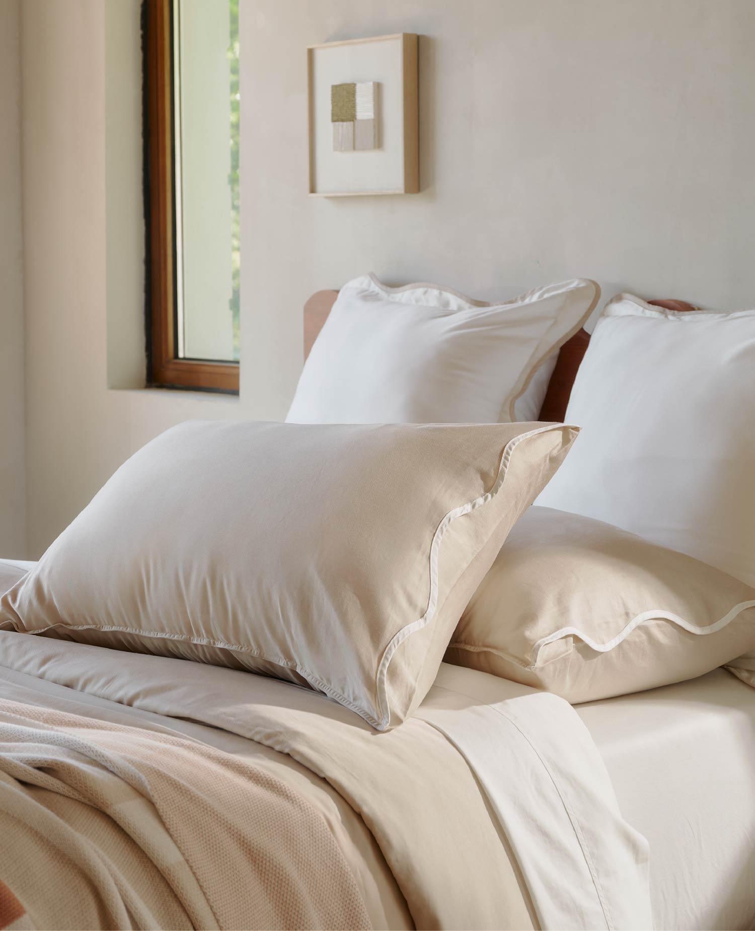 Cotton TENCEL™ Scalloped Pillowcases - Double Stitch By Bedsure