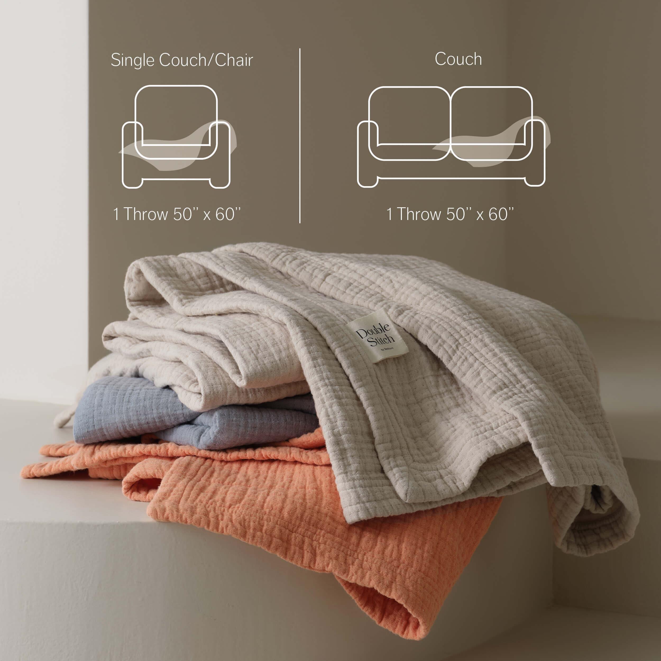 Linen Cotton Throw Blanket - Double Stitch By Bedsure