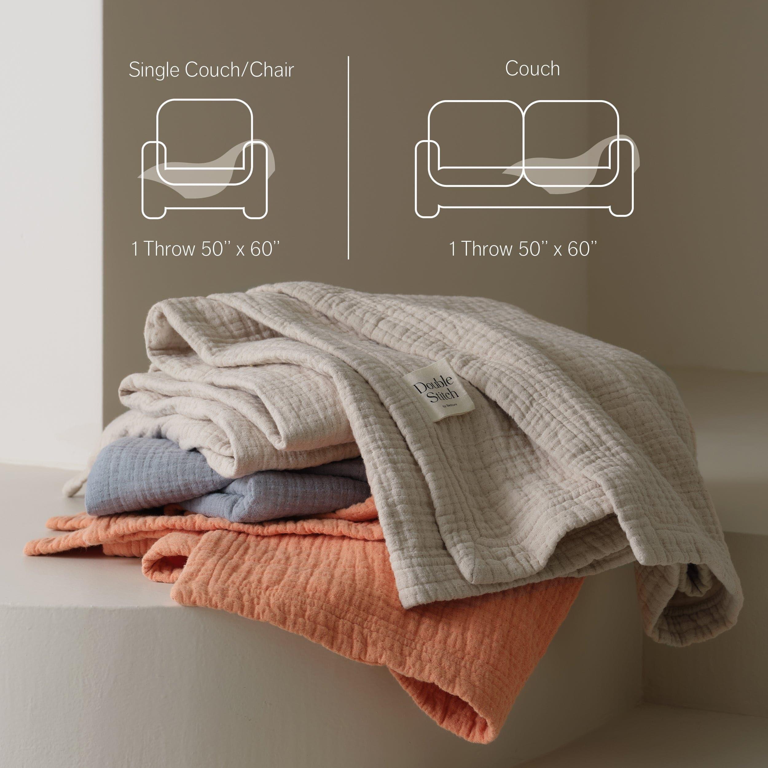 Linen Cotton Throw Blanket - Double Stitch By Bedsure