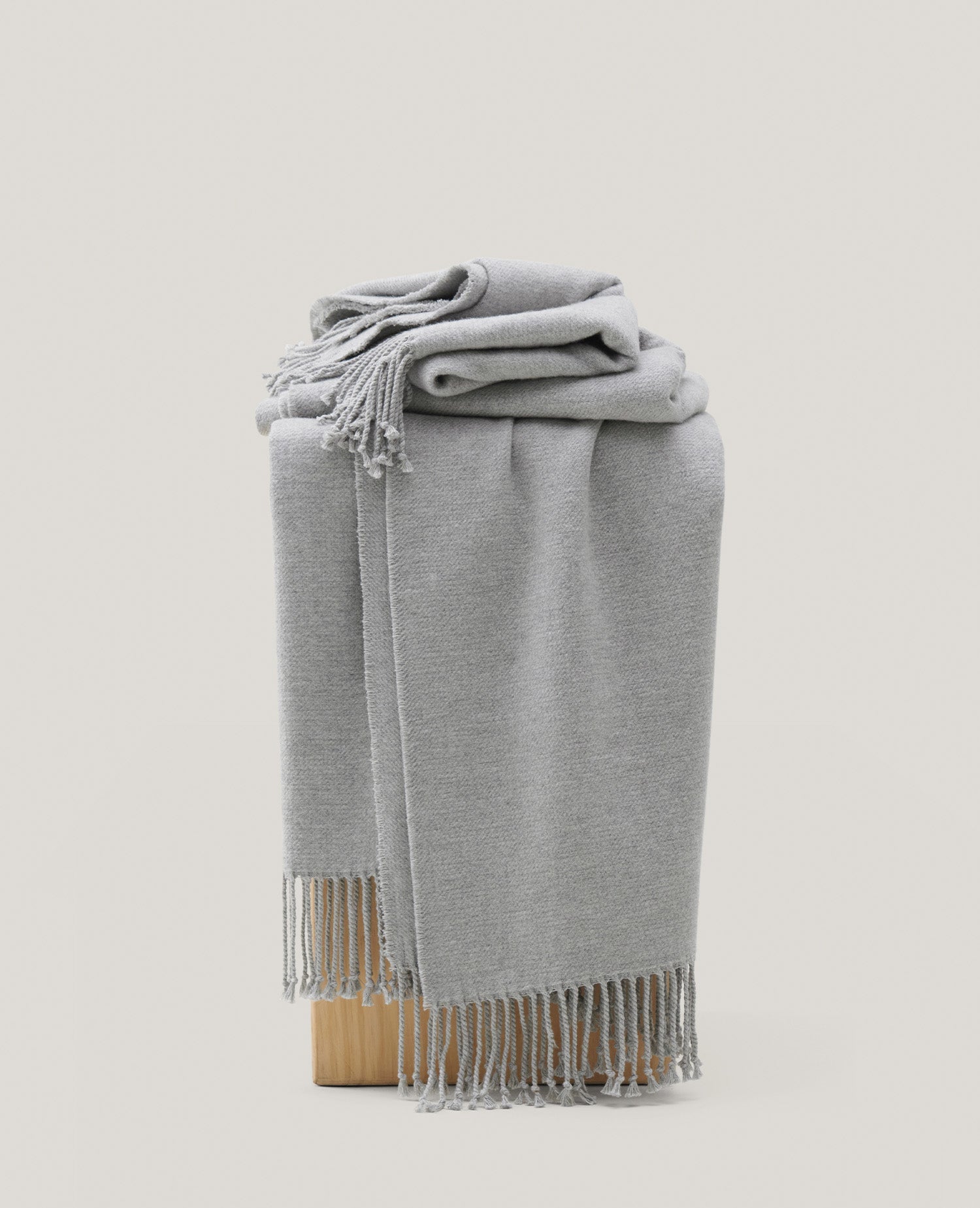 Heathered Mongolian Cashmere Cotton Fringe Throw Blanket