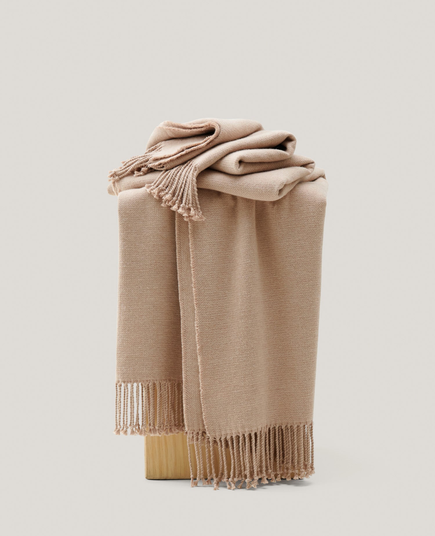 Heathered Mongolian Cashmere Cotton Fringe Throw Blanket