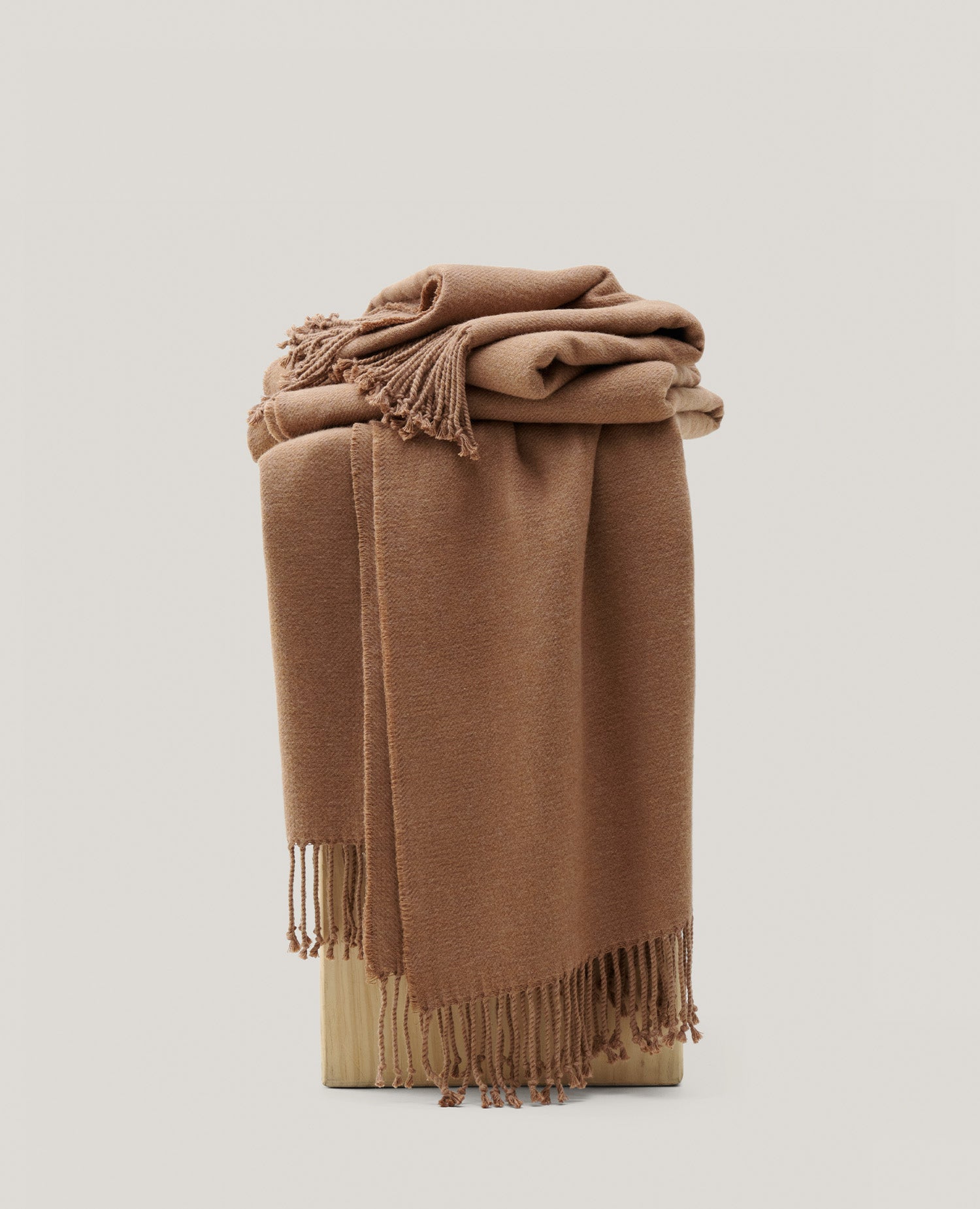 Heathered Mongolian Cashmere Cotton Fringe Throw Blanket