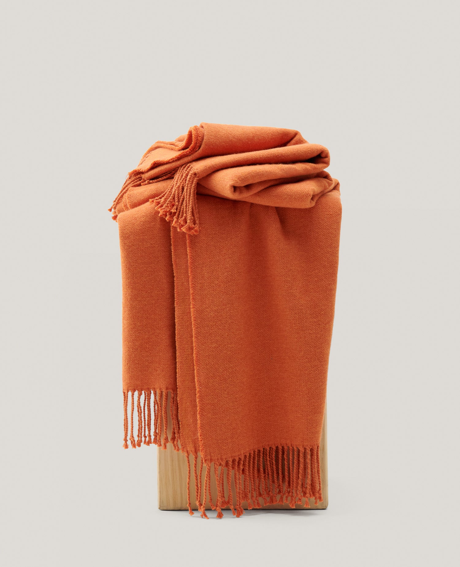 Heathered Mongolian Cashmere Cotton Fringe Throw Blanket