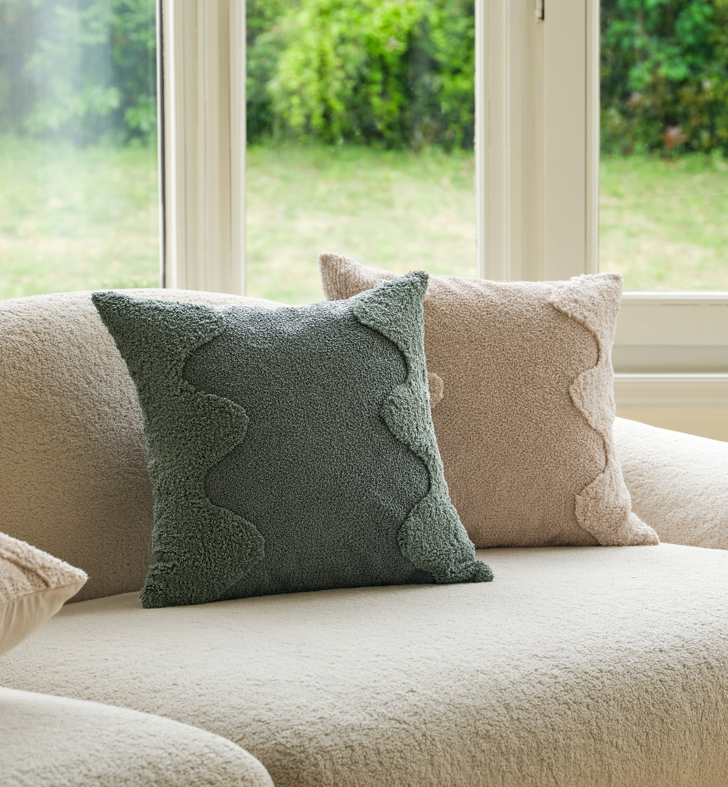 Tufted Cotton Wave Throw Pillow Cover