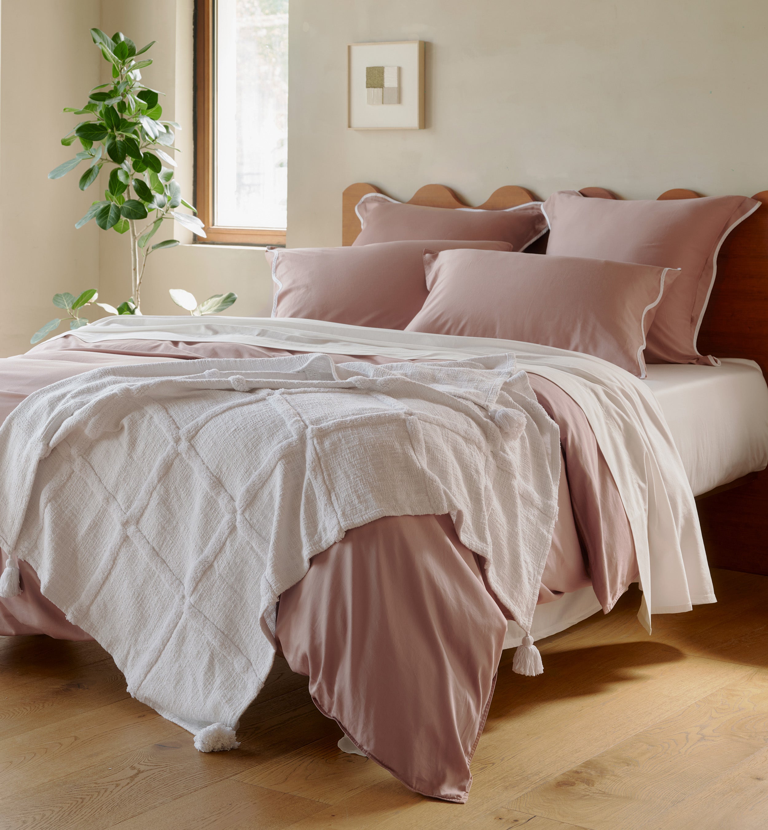 Perfect Blend 6535 Cotton TENCEL™ Scalloped Euro Shams - Double Stitch By Bedsure