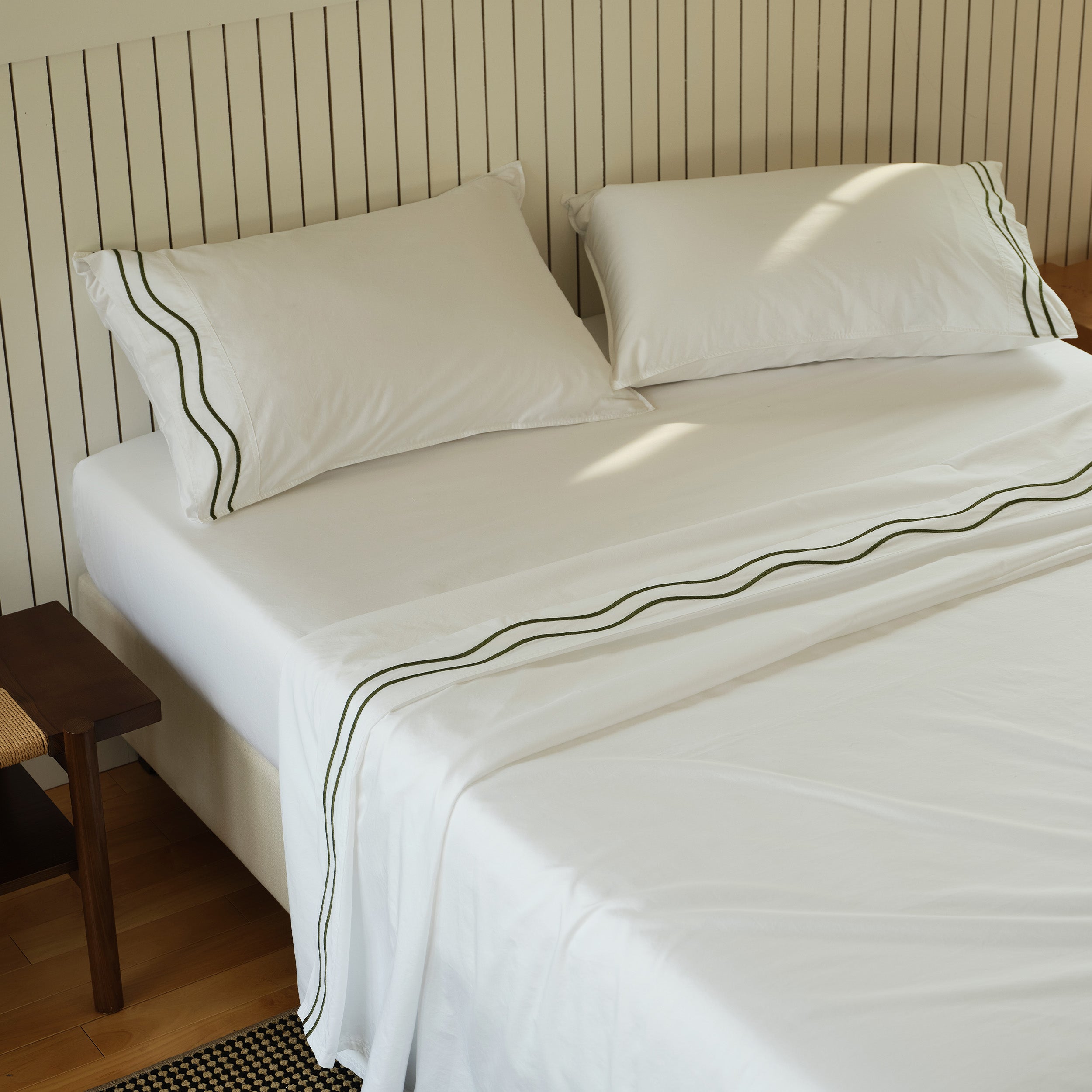 Pure Supima Cotton Sateen Embroidered Sheet Set