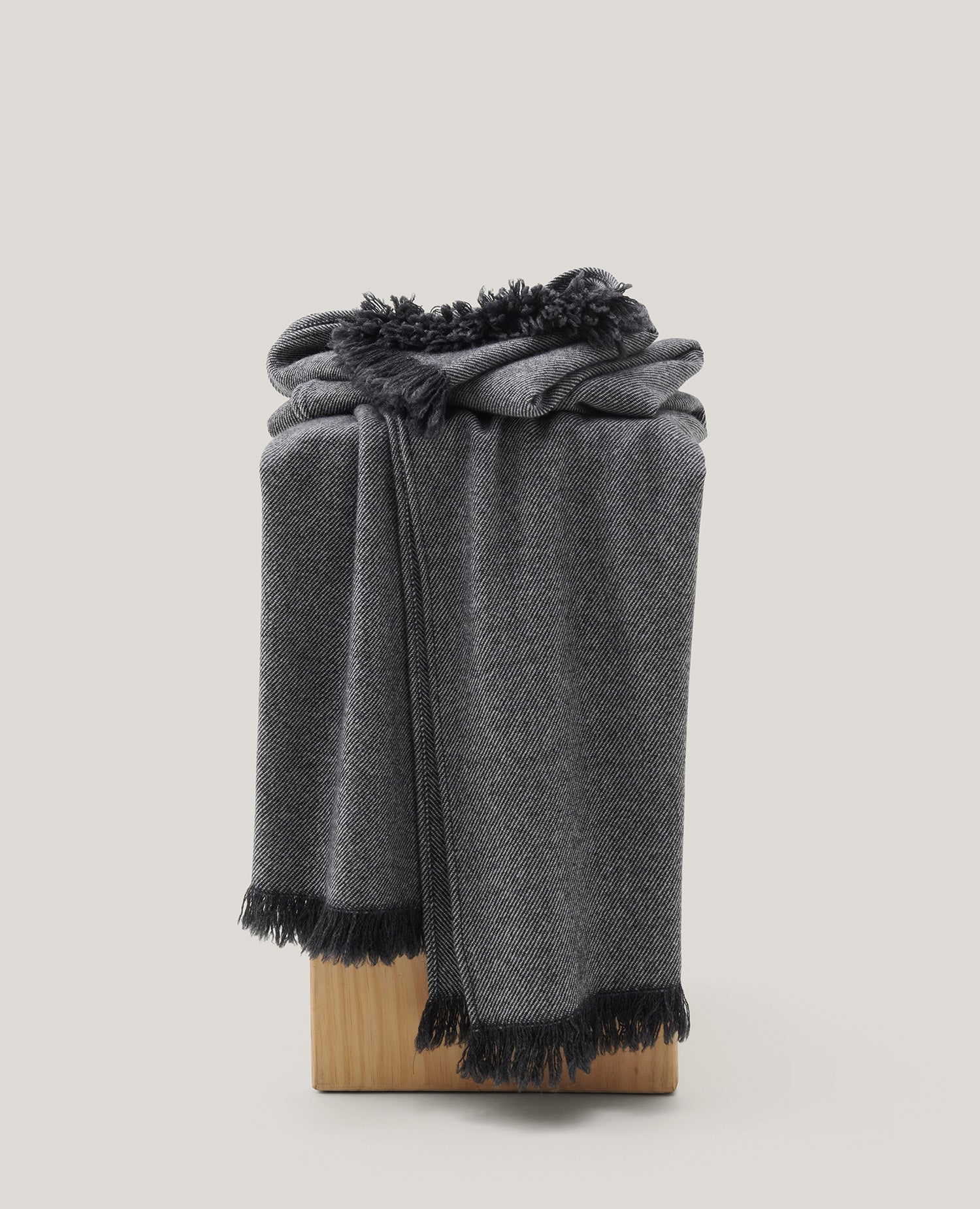 Mongolian Cashmere Wool Twill Throw Blanket - Double Stitch By Bedsure