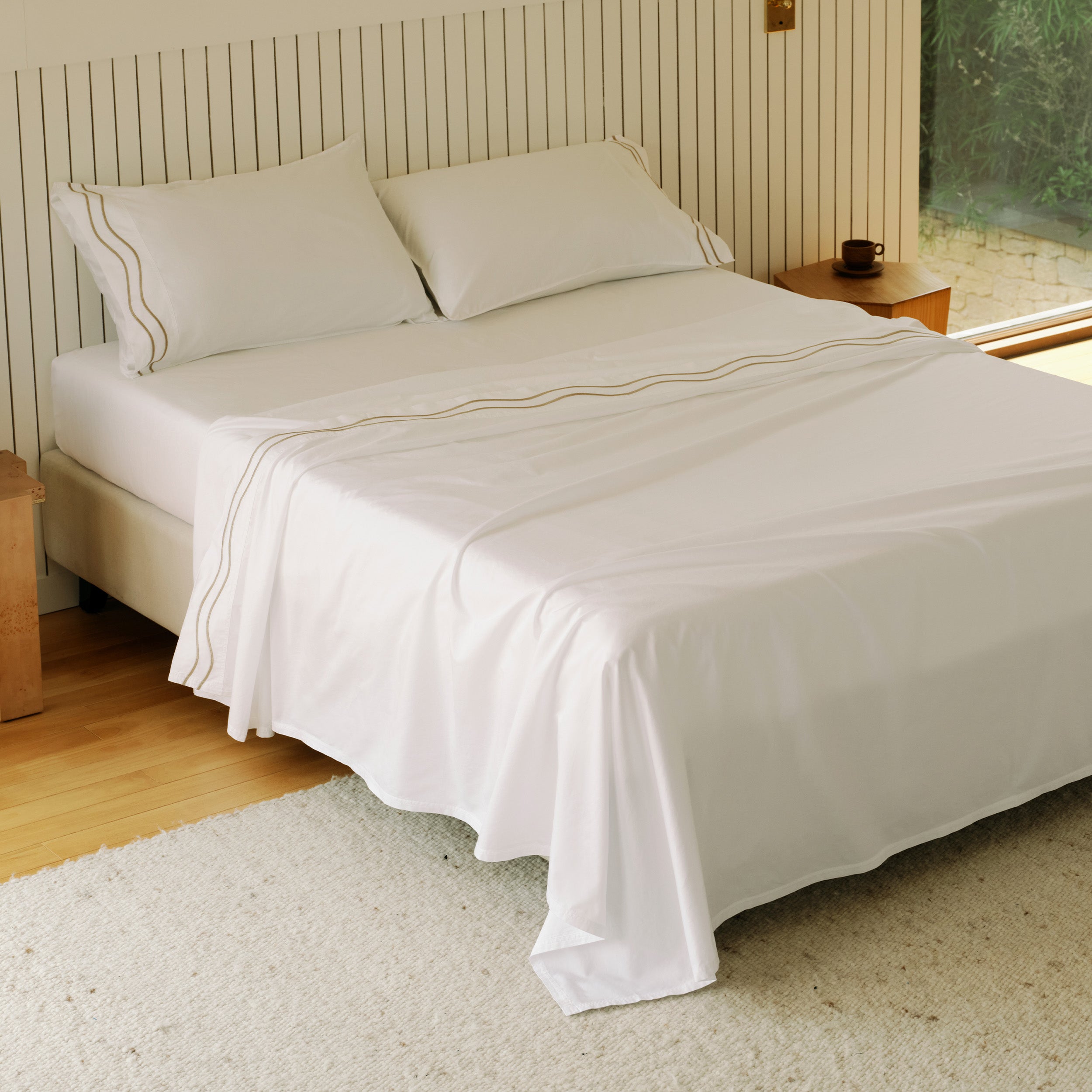 Pure Supima Cotton Sateen Embroidered Sheet Set