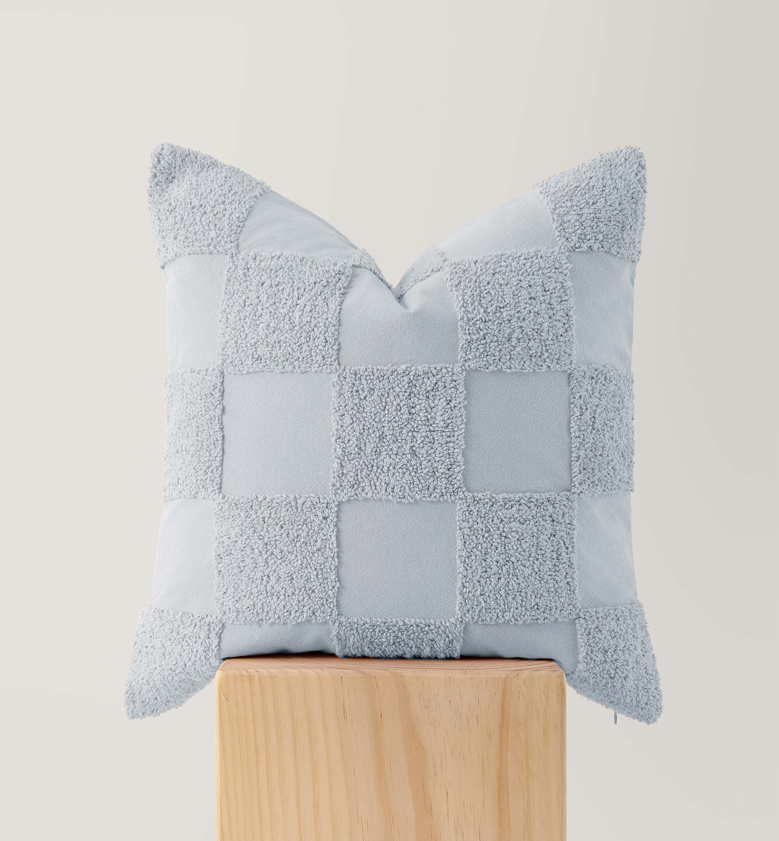 Tufted Checkered Cotton Throw Pillow Cover